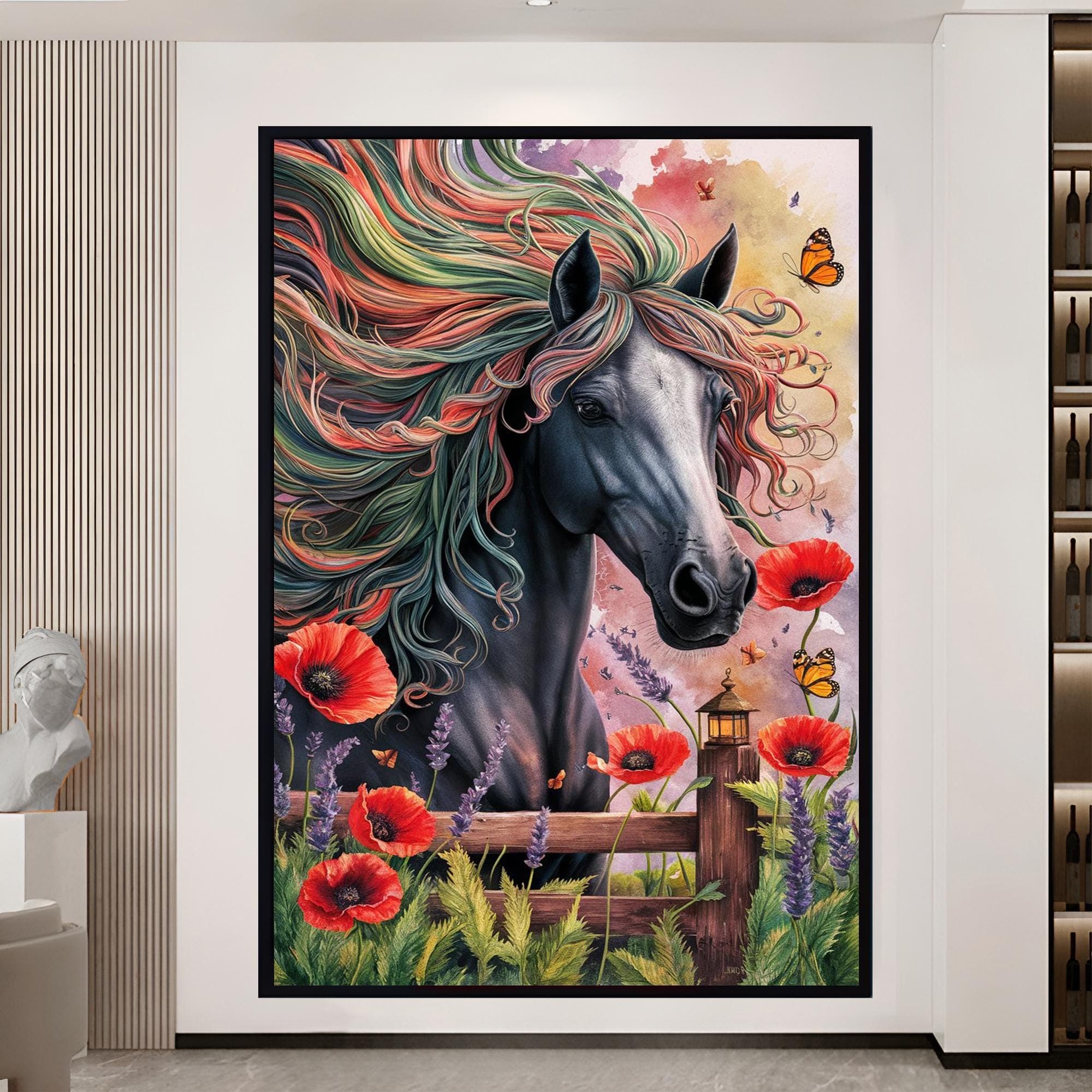 Horse Head Wall Art, Canvas Print, Horse Prints, Photo Canvas, Horse Gifts, Modern Wall Art, Wall Print, Boho Over Bedding Decor Horse Art - image 4