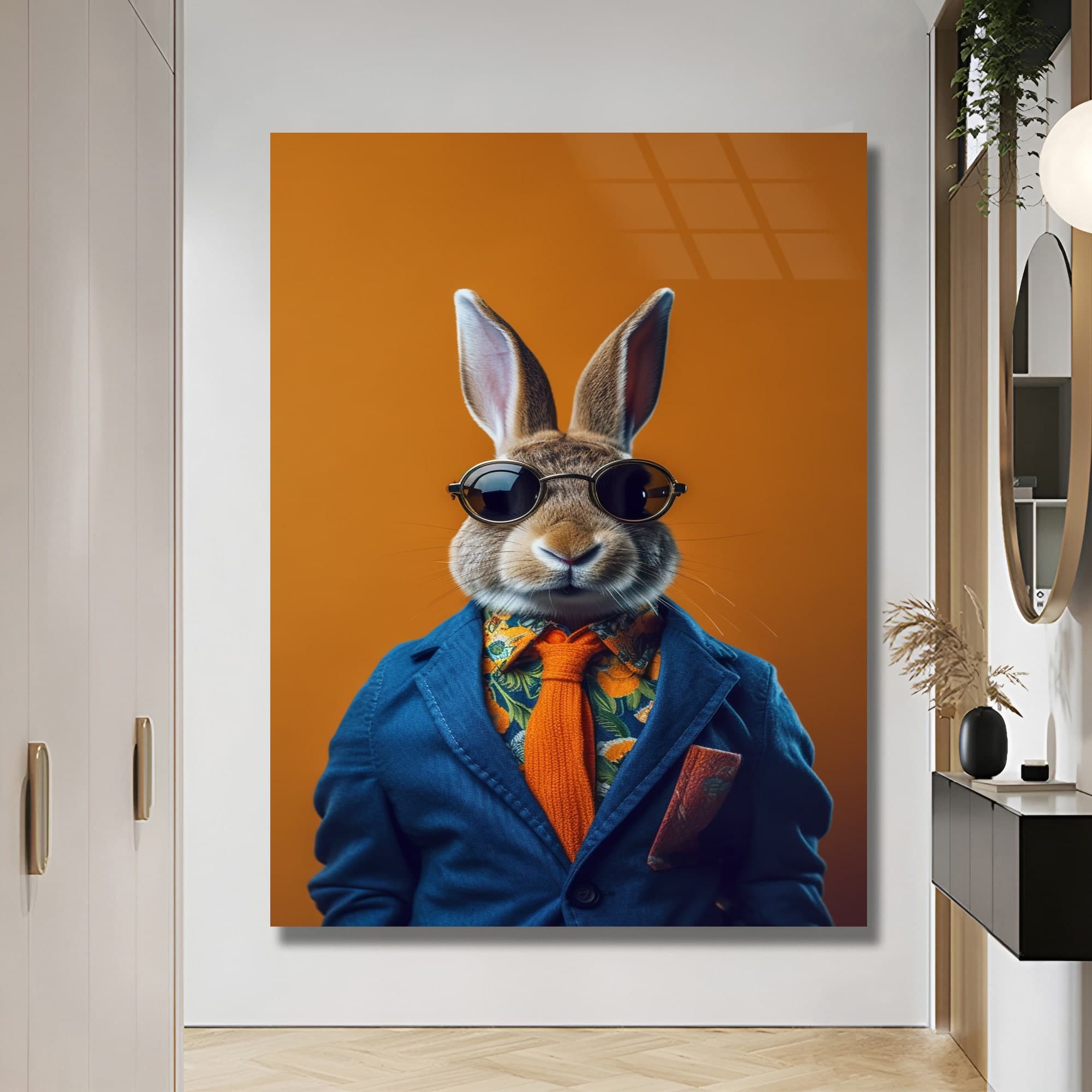 Handsome Rabbit Art, Rabbit Glass Art, Animal Glass Art, Garden Glass Art, Nursery Wall Art, Cute Wall Art, Wall Art Gifts, Christmas Gift - image 3