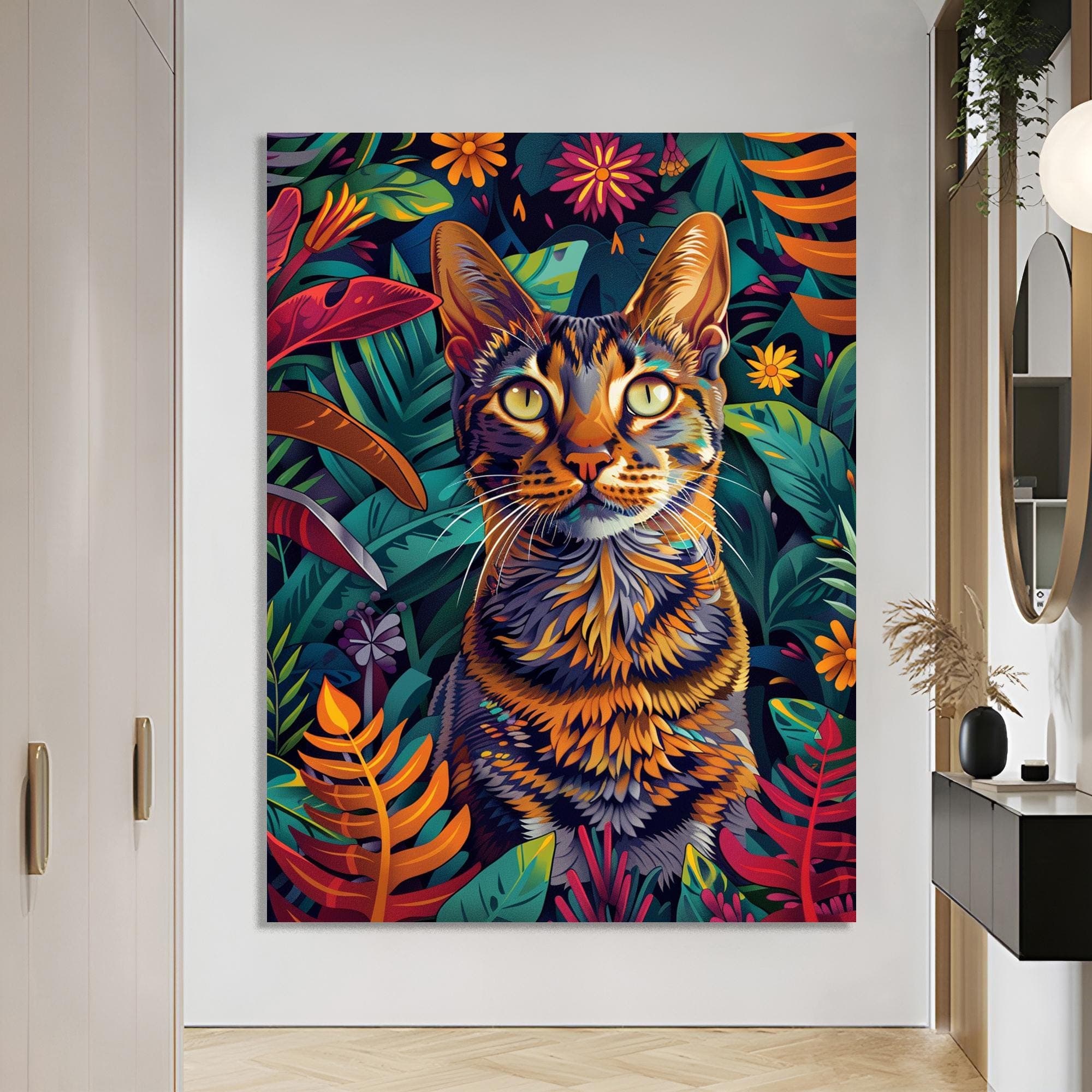 Cat Nursery Decor Cat Gift Cat Art Canvas Wall Art Funny Gifts Funny Animal Decor Nature Art Home Decor pet gifts Abstract animal decor - image 4