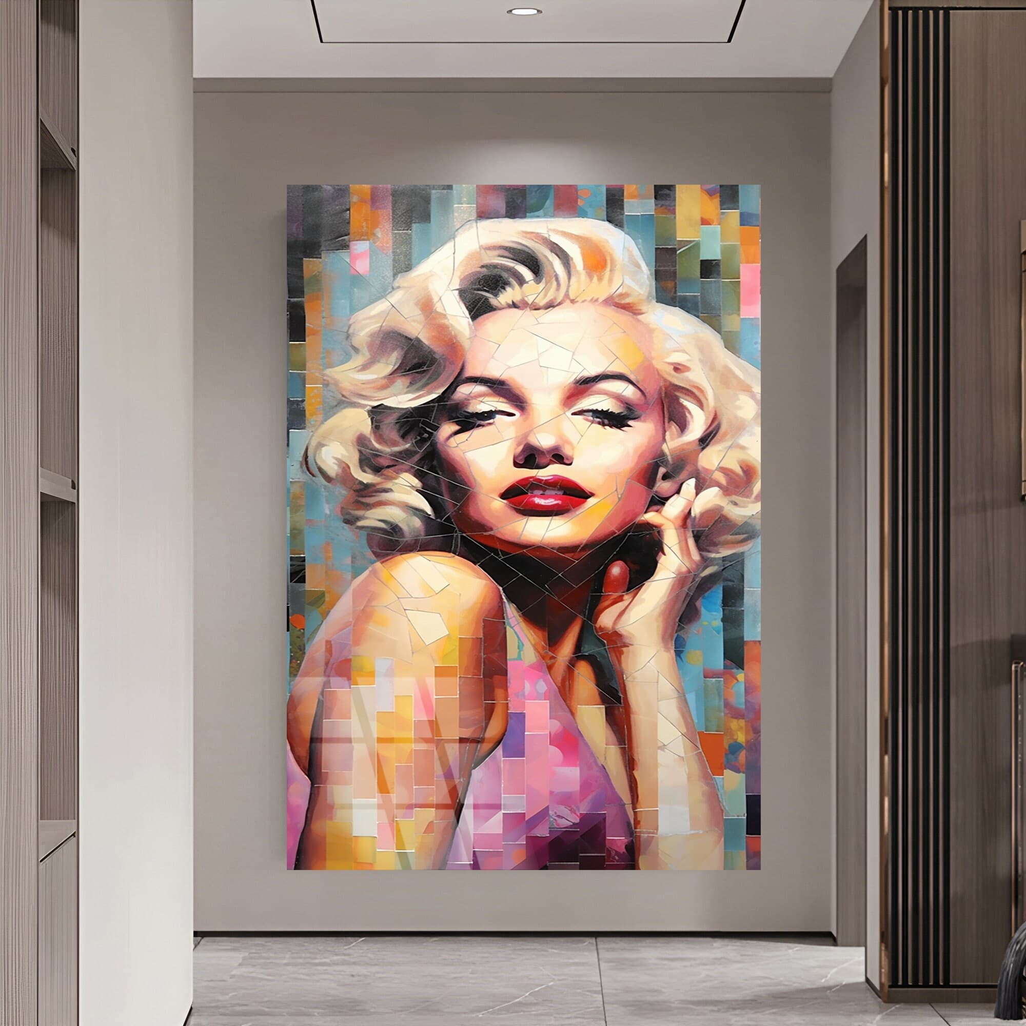 Merlin Monroe Wall Art, Merlin Monroe Glass Art, Fashion wall Art, Modern Wall Art, Women's Artwork, Gift For Her, Office Wall Art Large art - image 3