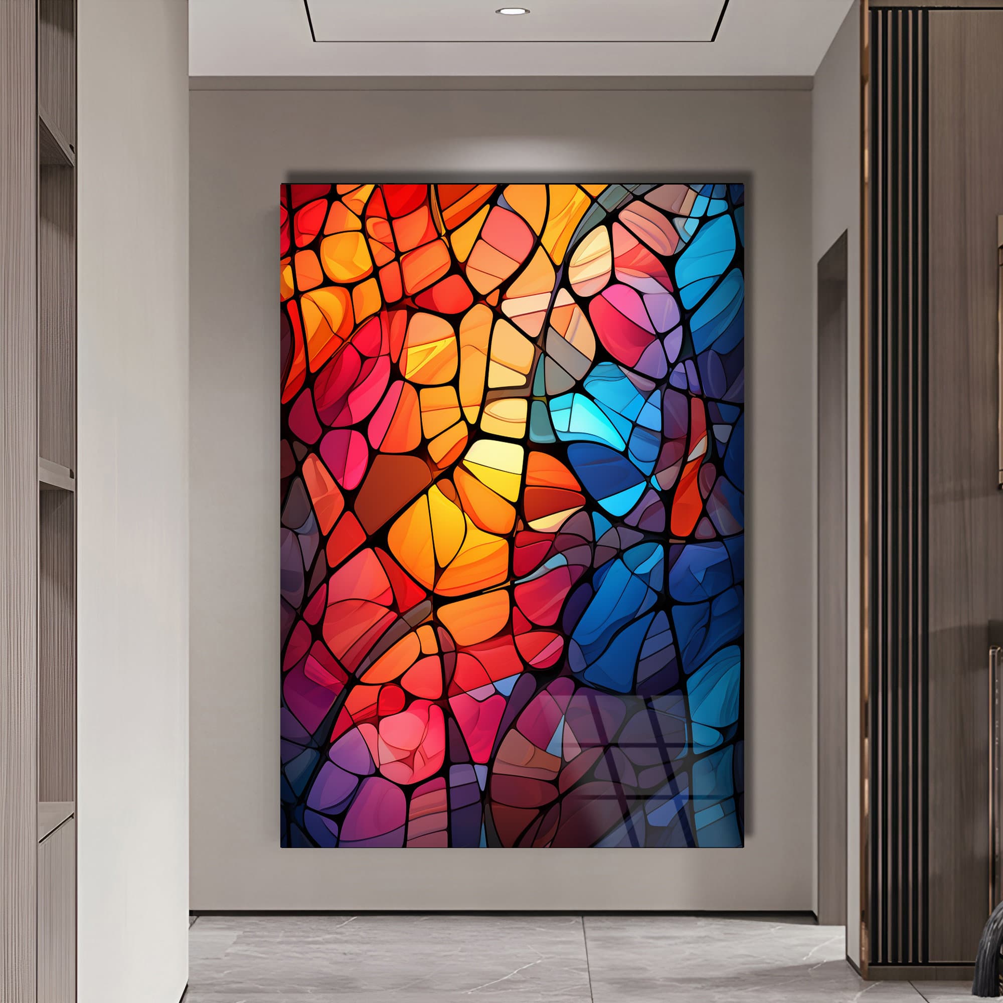 Stained Glass Art, Stained Window Decor, Abstract Stained Art, Wall Art Gift, Luxury Wall Art, Gold Framed Art, Oversized Wall Art, Art Gift