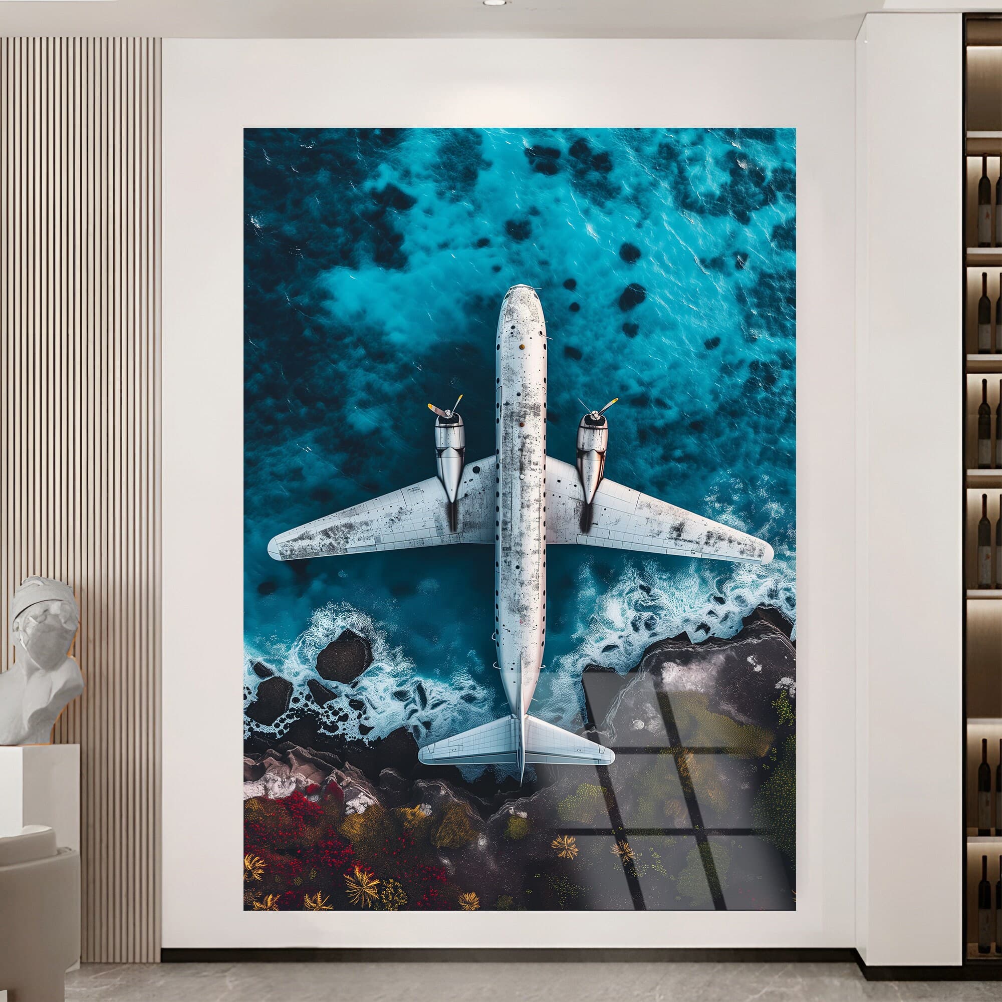 Tempered glass Wall Art Airplane Wall Art Landscape Decor Beach Wall Decor Modern Glass Art Large wall decor Wall Hangings glass wall art - image 3