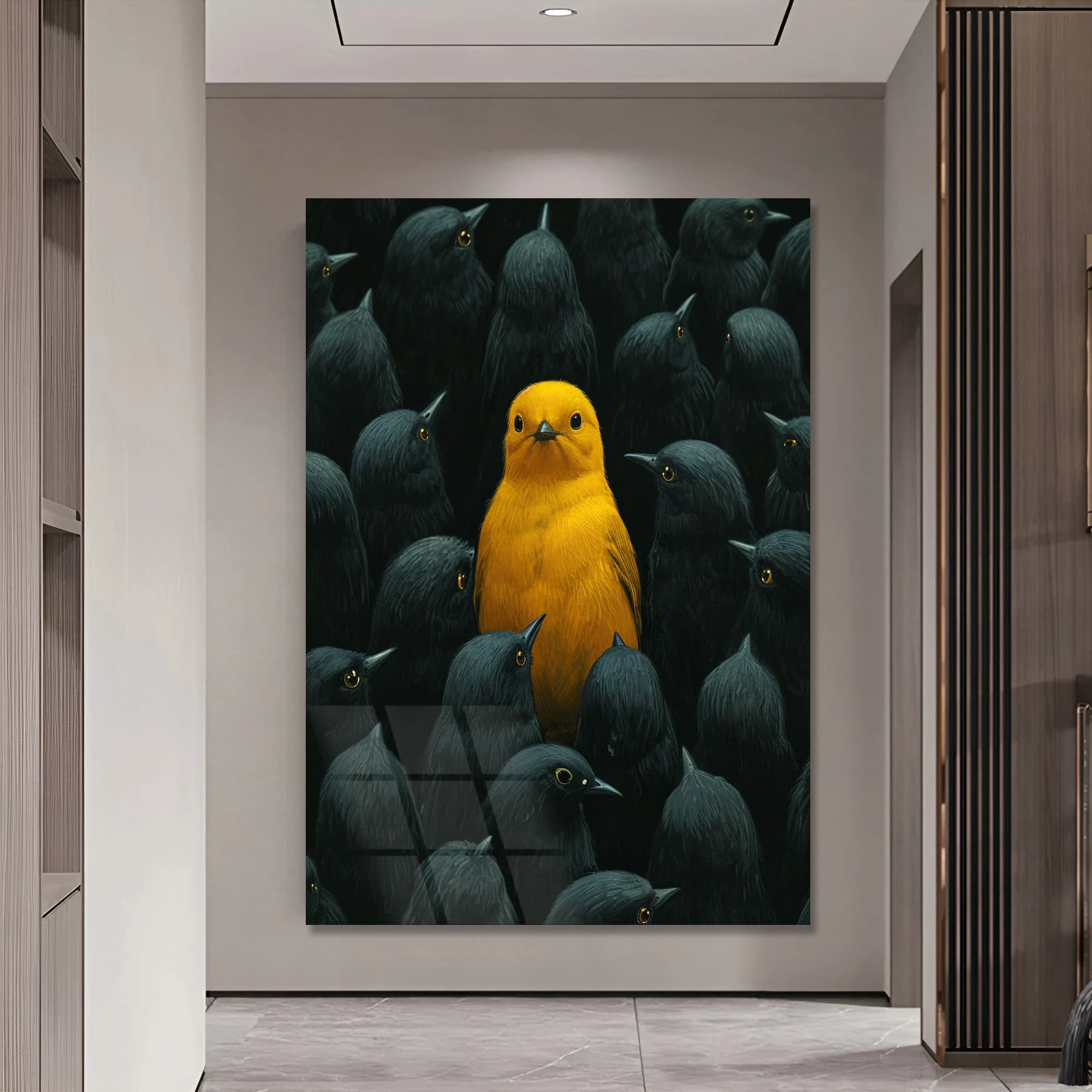 Gift for bird lovers Intriguing gift Unique bird art gift Office decor bird gift black and white art tempered glass art housewarming gifts