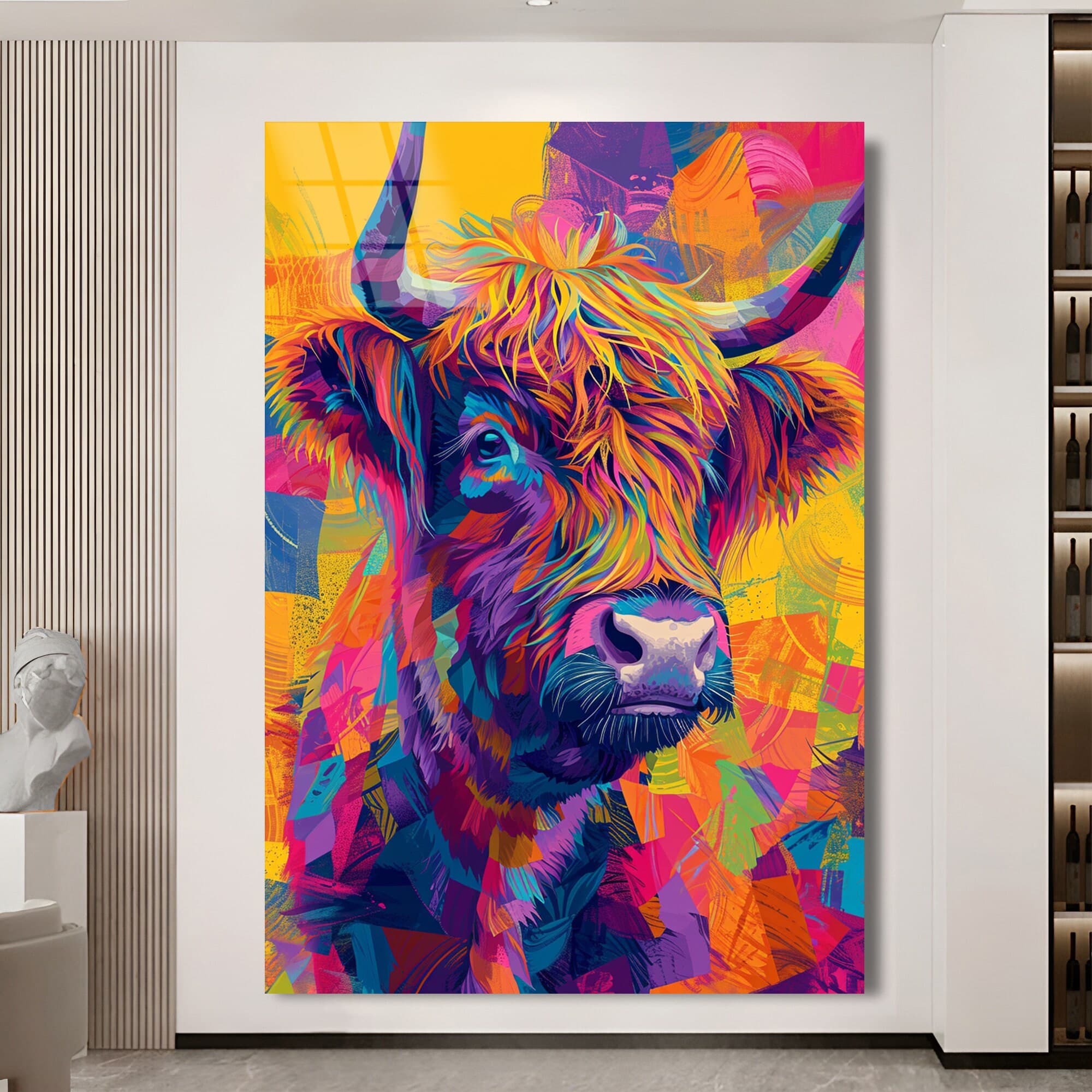 Cow portrait Colorful Cow decor Glass Print Tempered Glass Art Housewarming Gifts Luxury Wall Art Animal wall Art Home decor Fashion Gifts - image 4