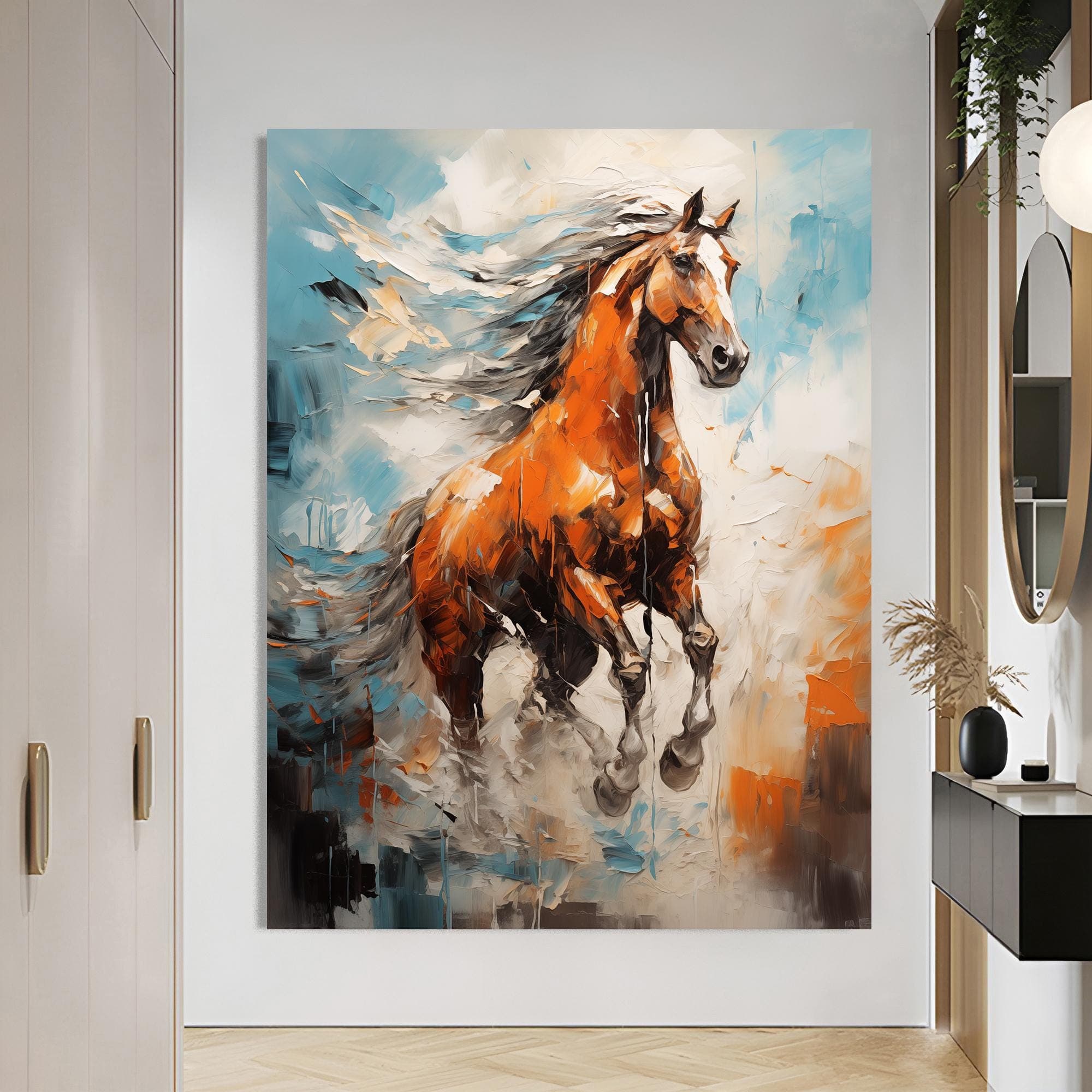 Horse Painting Running Horse Art Horse Gift İdea Large Horse Decor Modern Home Decor Office Design Animal Art Decor Farmhouse Wall Art - image 3