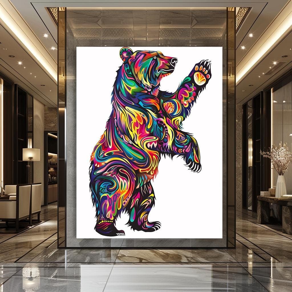 Bear Decor Animal Canvas Decor Abstract Animal Art Black Framed Decor Gift for Friend Garage Decor Farmhouse Gift Christmas Gift - image 4