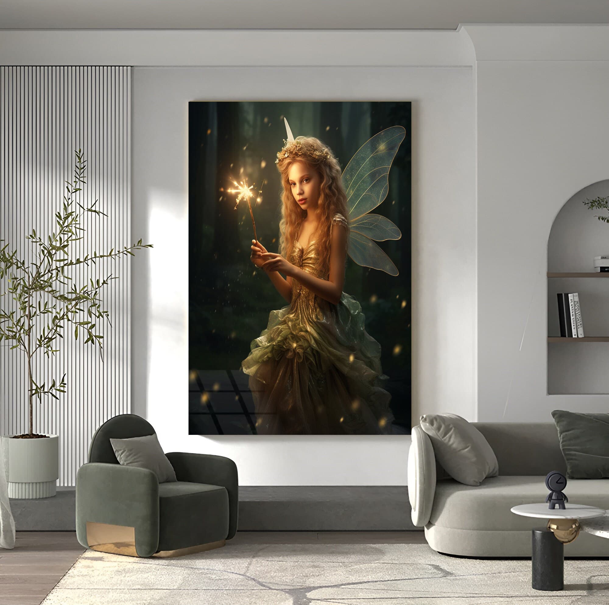 Fairy Girl Wall Art, Fairy Glass Art, Kids Room Wall Art, Nursery Wall Decor, Office Wall Art, Luxury wall art, Home Decor, Wall Art Gifts - image 3