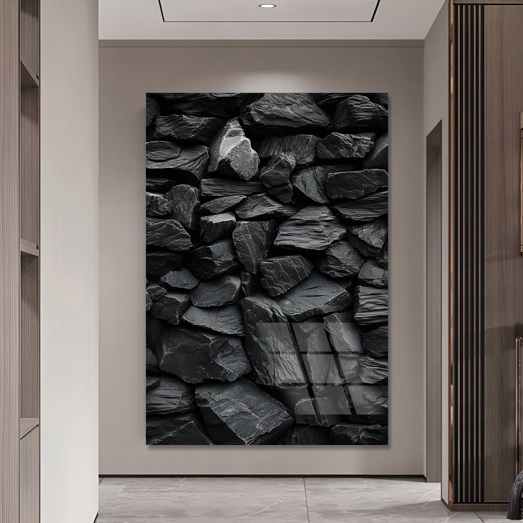 Tempered glass Wall art Glass printing art coal glass art stone decor black and white art luxury wall art large artwork wall hangings