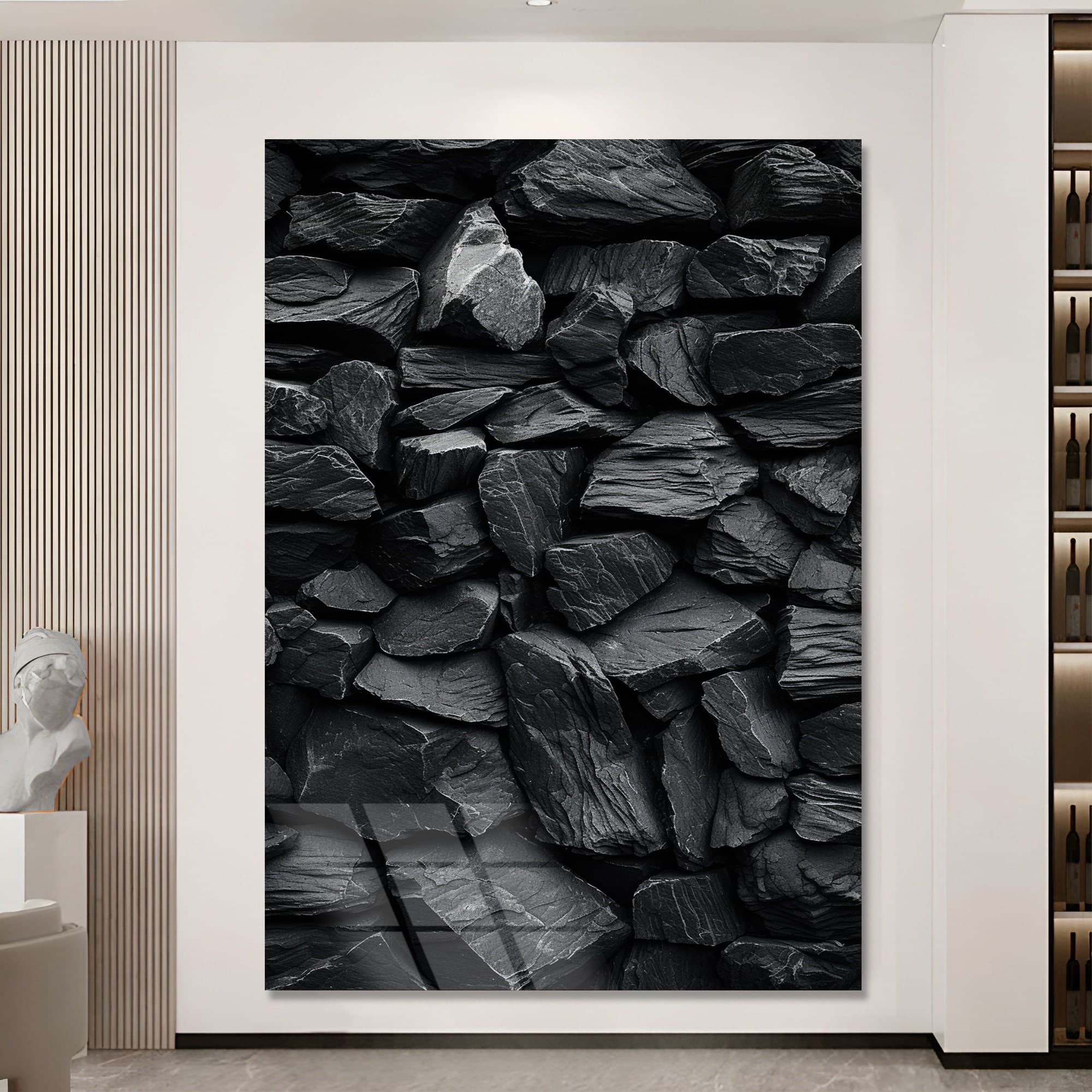 Tempered glass Wall art Glass printing art coal glass art stone decor black and white art luxury wall art large artwork wall hangings - image 4