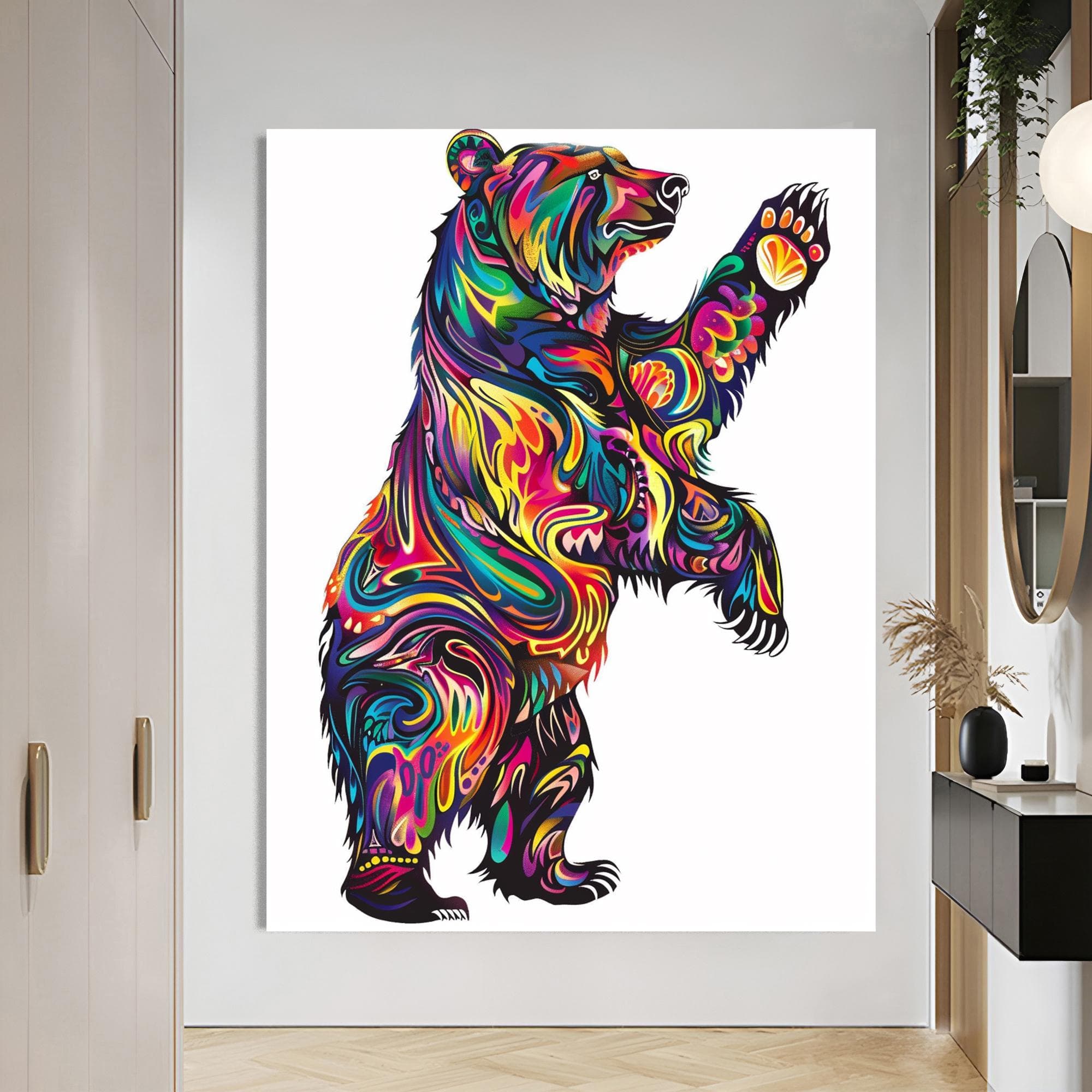 Bear Decor Animal Canvas Decor Abstract Animal Art Black Framed Decor Gift for Friend Garage Decor Farmhouse Gift Christmas Gift - image 5