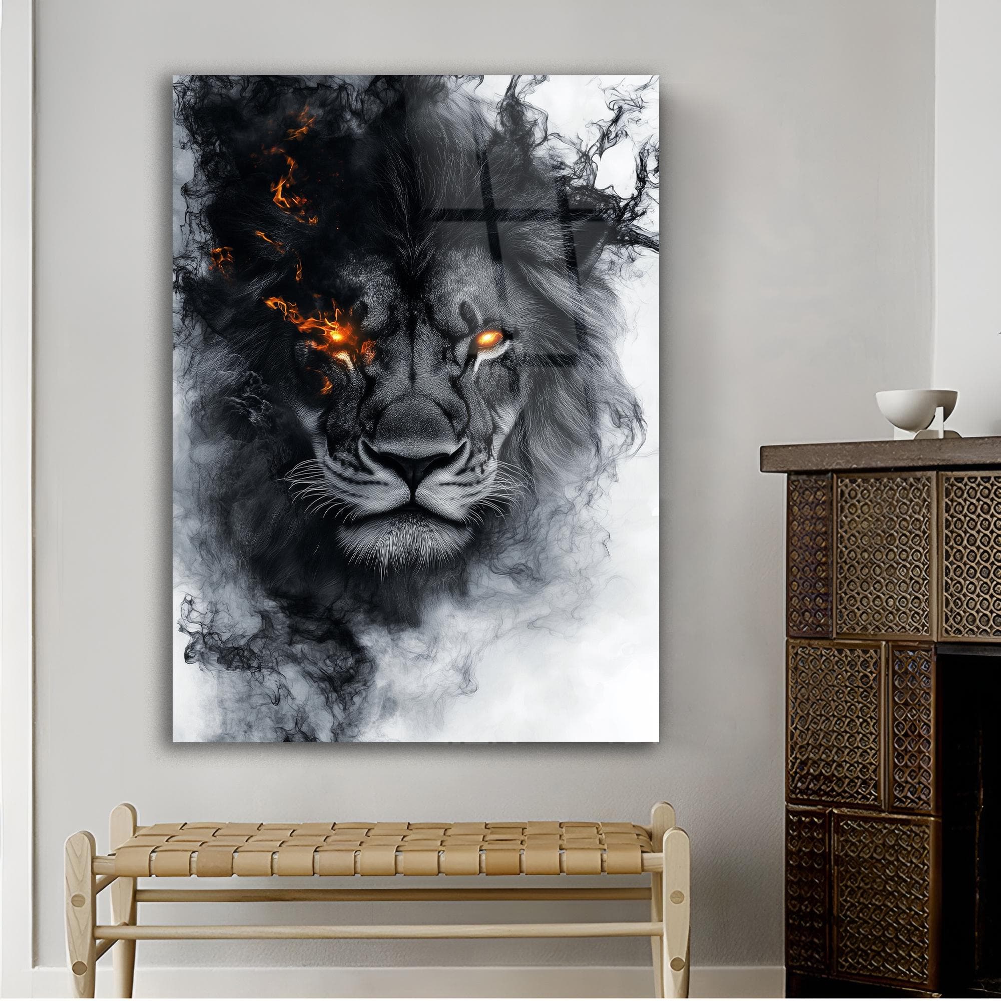 Lion Glass Wall Art, Majestic Lion Print, Large Wall Art, Tempered Glass Decor, Modern Home Decor, Man Cave Decor Living Room Wall Art - image 5