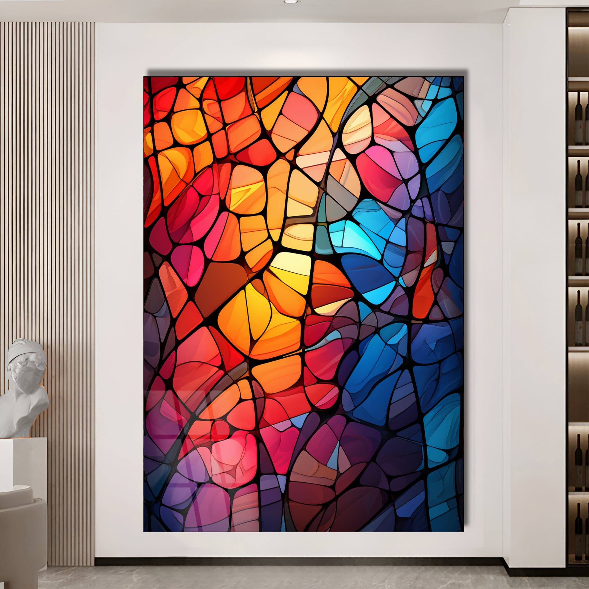 Stained Glass Art, Stained Window Decor, Abstract Stained Art, Wall Art Gift, Luxury Wall Art, Gold Framed Art, Oversized Wall Art, Art Gift - image 5