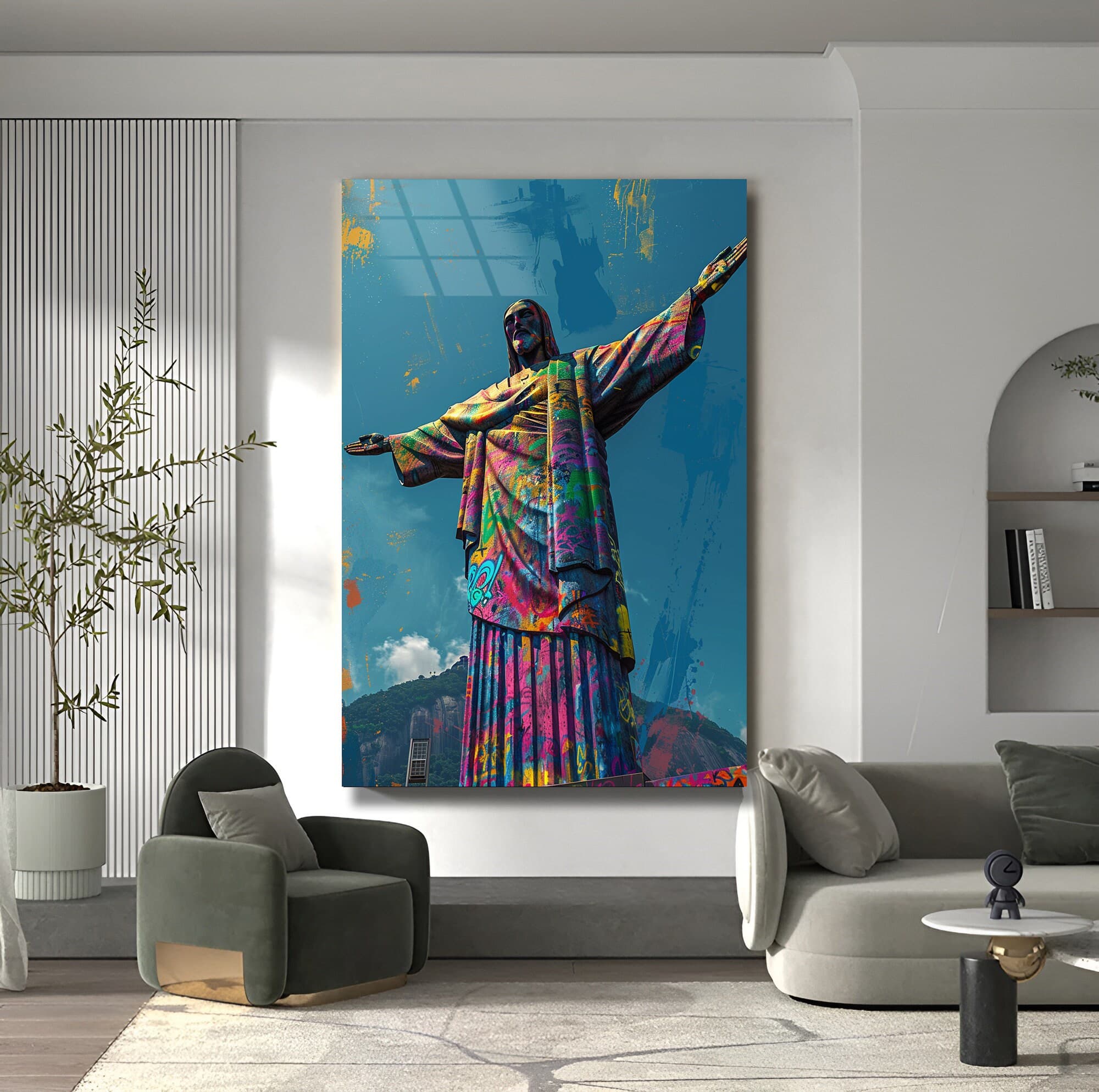 Tempered Glass Wall Art Jesus wall Decoration Christian art glass print extra large art wall hangings ready to hang housewarming gift - image 3