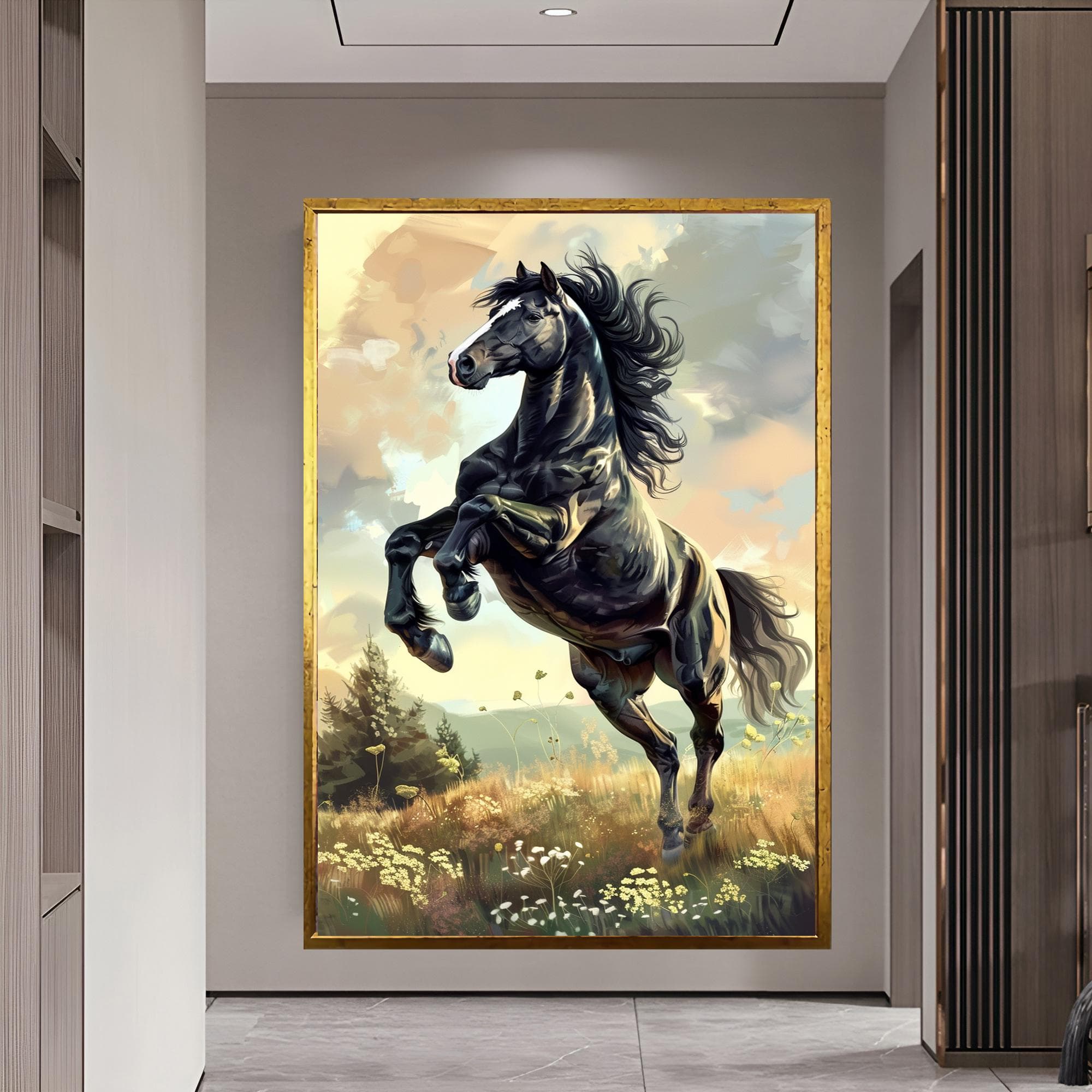 Black Horse Decor Horse Canvas Decor Horse Lover Gift Equestrian Art Extra Large Art Farmhouse Wall Art interior Decor Gift idea Home decor - image 3