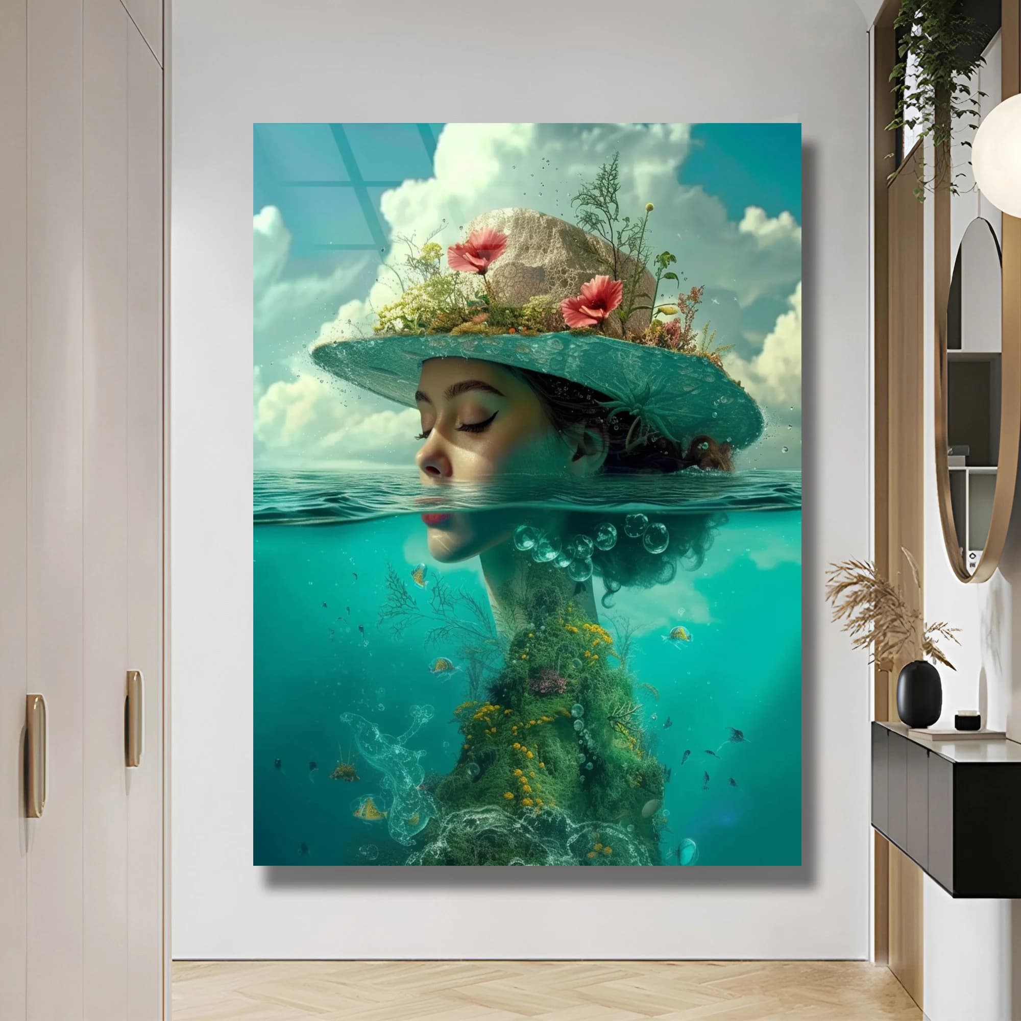 Woman Art, Abstract Woman Design Floral Design Wall Hangings Oversized Wall Art Home Decoration Office Design İnterior Decor Livingroom Art