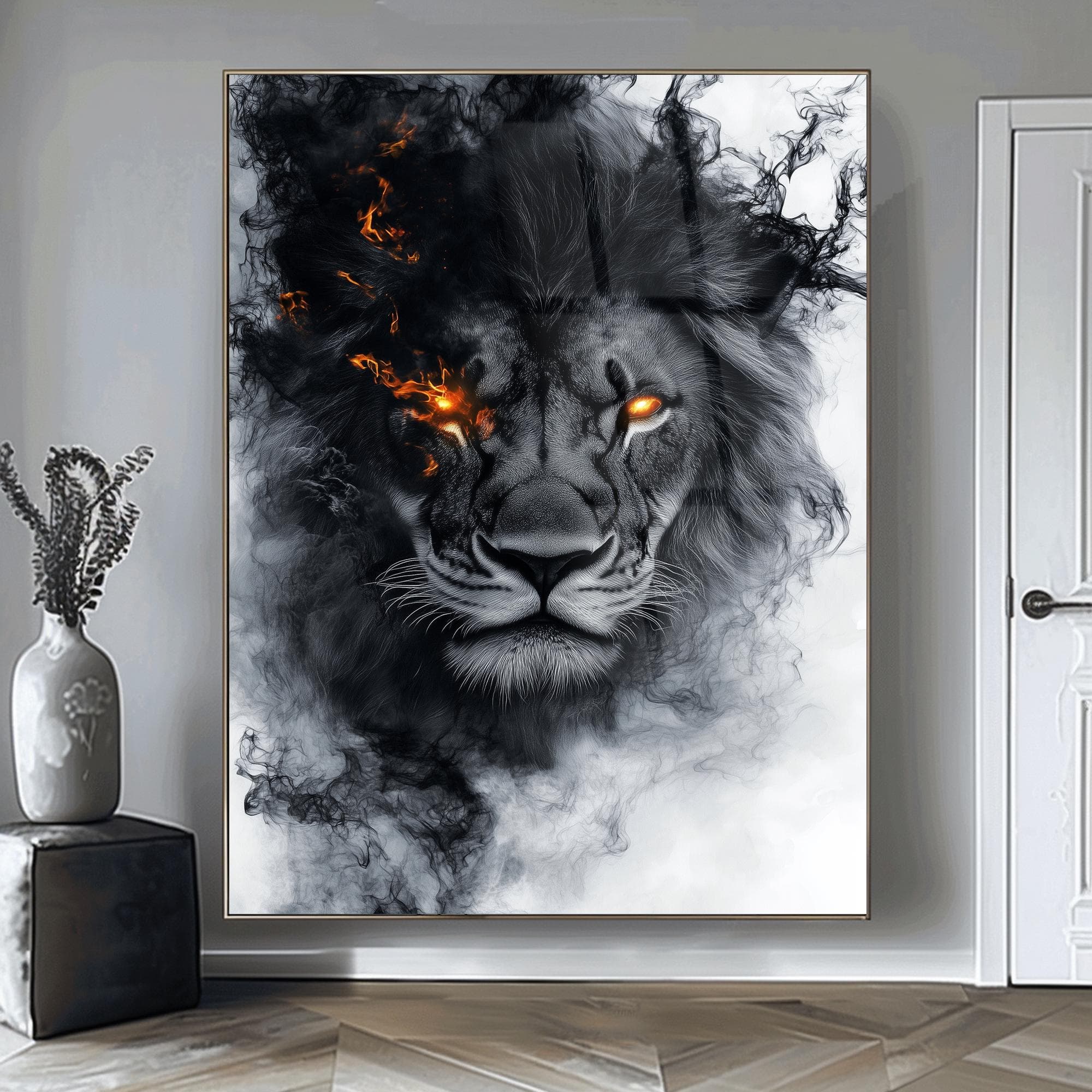 Lion Glass Wall Art, Majestic Lion Print, Large Wall Art, Tempered Glass Decor, Modern Home Decor, Man Cave Decor Living Room Wall Art - image 4