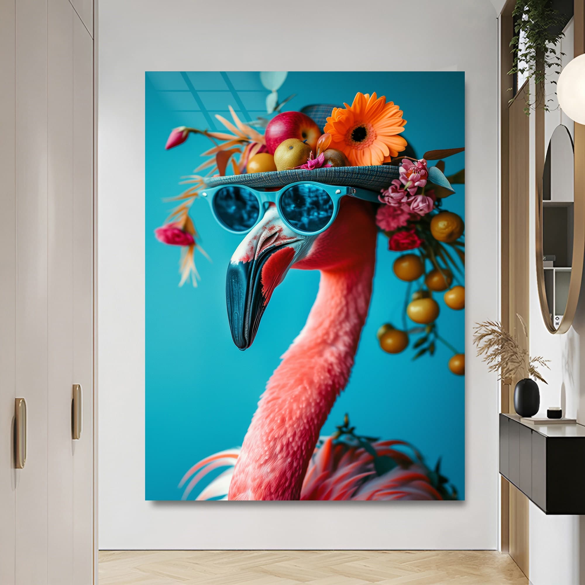 Flamingo portrait Tempered glass art Funny Animals art Nursery Decor Luxury wall art Modern Decor Fashion wall art Glass print home decor - image 5