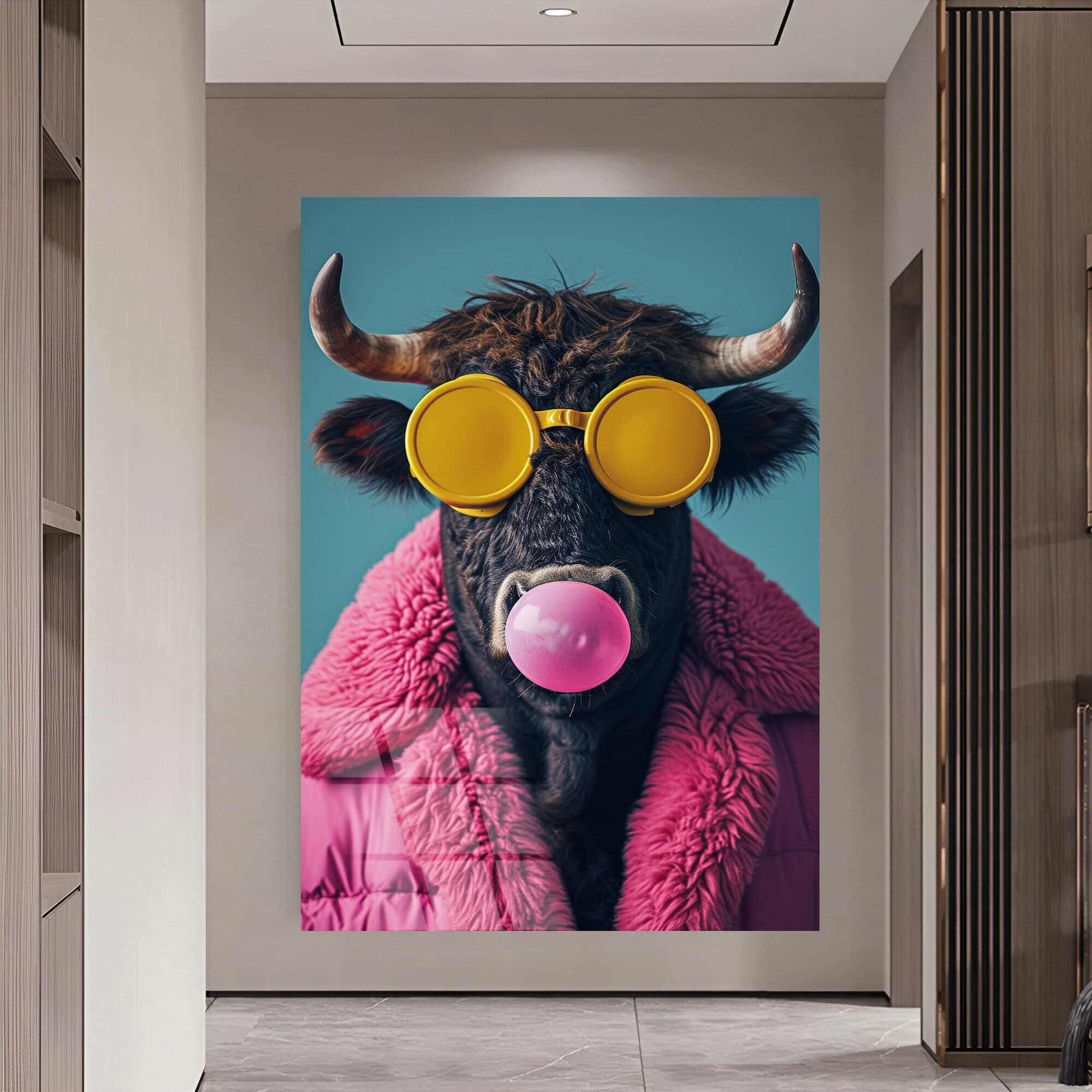 Tempered Glass Wall Art, Bull Design Bull Wall Art Animal Lovers Gift Nursery Design Wall Hangings Oversized Wall Art Housewarming Gift - image 4