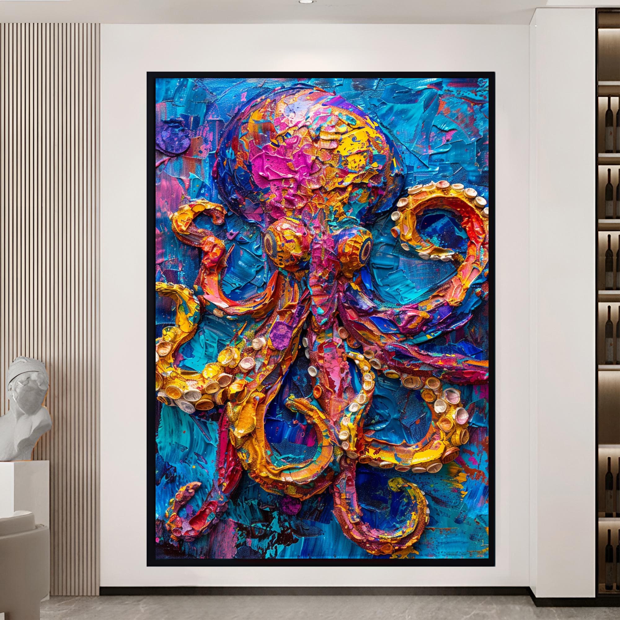 Octopus Decor Canvas Wall Art Ocean Oil Painting Abstract Art Canvas Unique Birthday Gift Wall Hanging Interior Design Christmas Gift