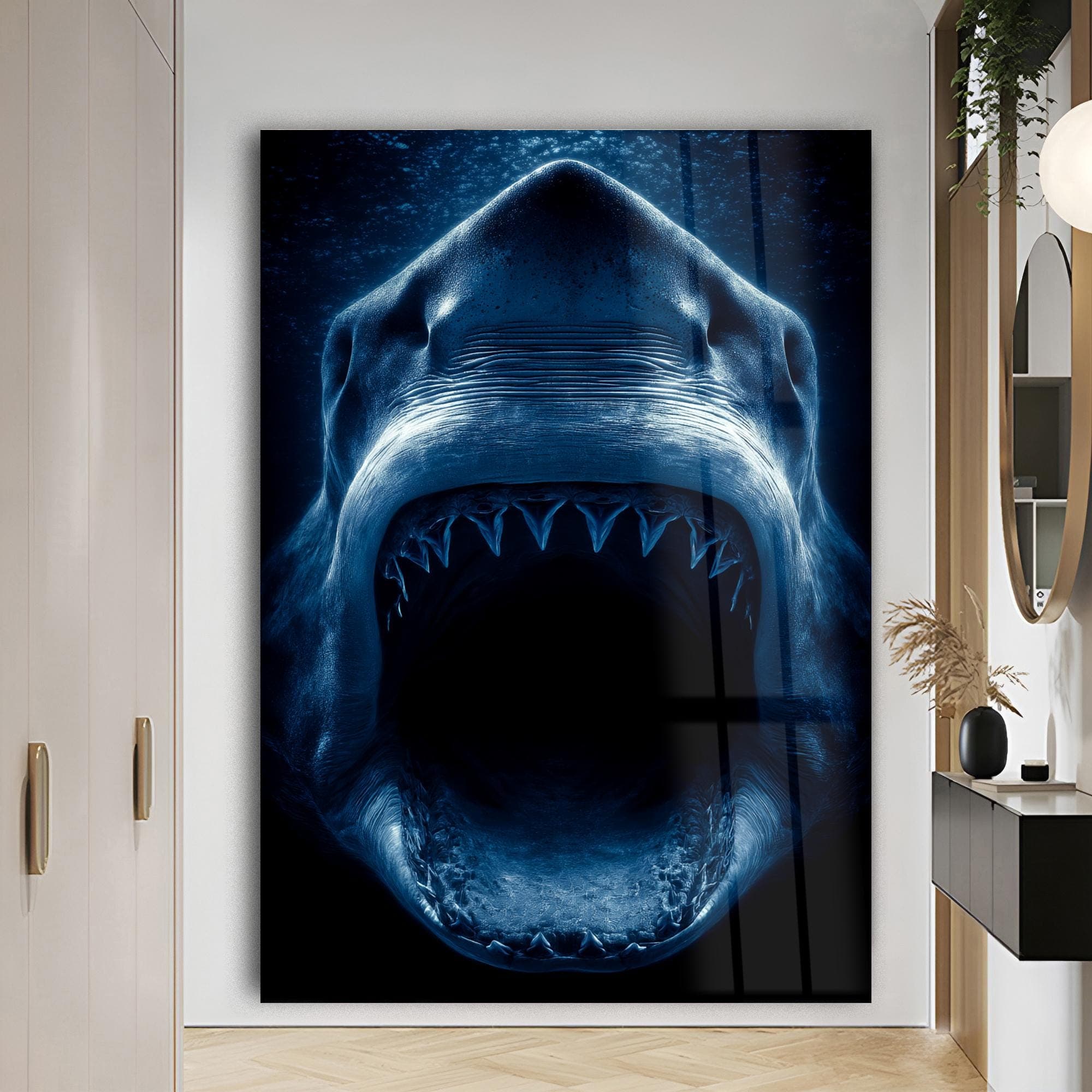 Shark Wall Art Tempered Glass Print Scary Shark Decor Ocean Predator Wall Decor Gift for Men | Man Cave Art Bold Wall Artwork Office Design - image 5