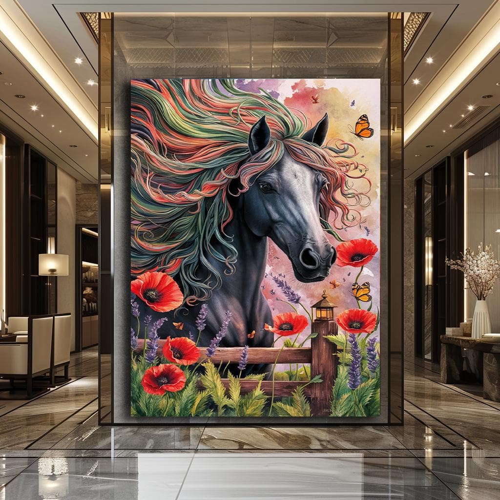 Horse Head Wall Art, Canvas Print, Horse Prints, Photo Canvas, Horse Gifts, Modern Wall Art, Wall Print, Boho Over Bedding Decor Horse Art - image 3