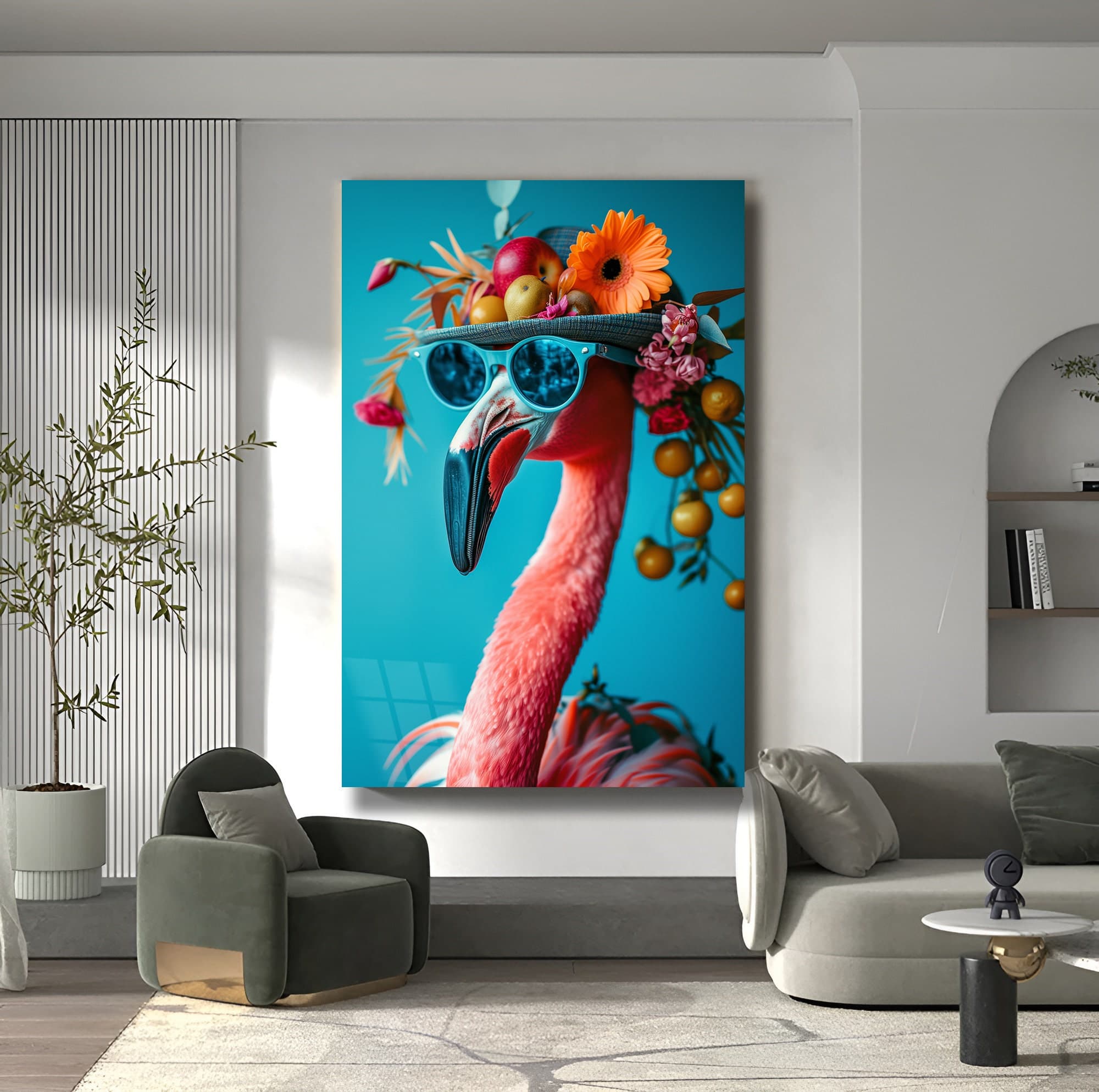 Flamingo portrait Tempered glass art Funny Animals art Nursery Decor Luxury wall art Modern Decor Fashion wall art Glass print home decor - image 3