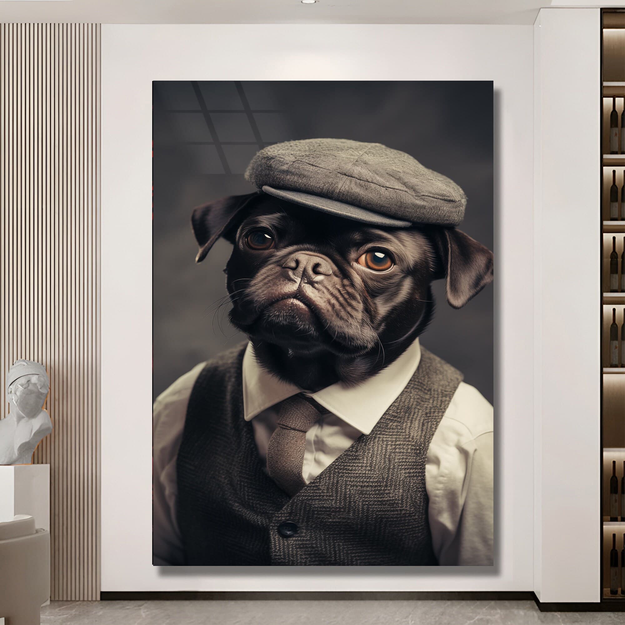 Funny Bulldog Wall Art, Bulldog Glass Print, Dog Wall Art, Nursery Wall Art, Office Wall Art Funny Wall Decor Gift For Friend, Wall Art Gift
