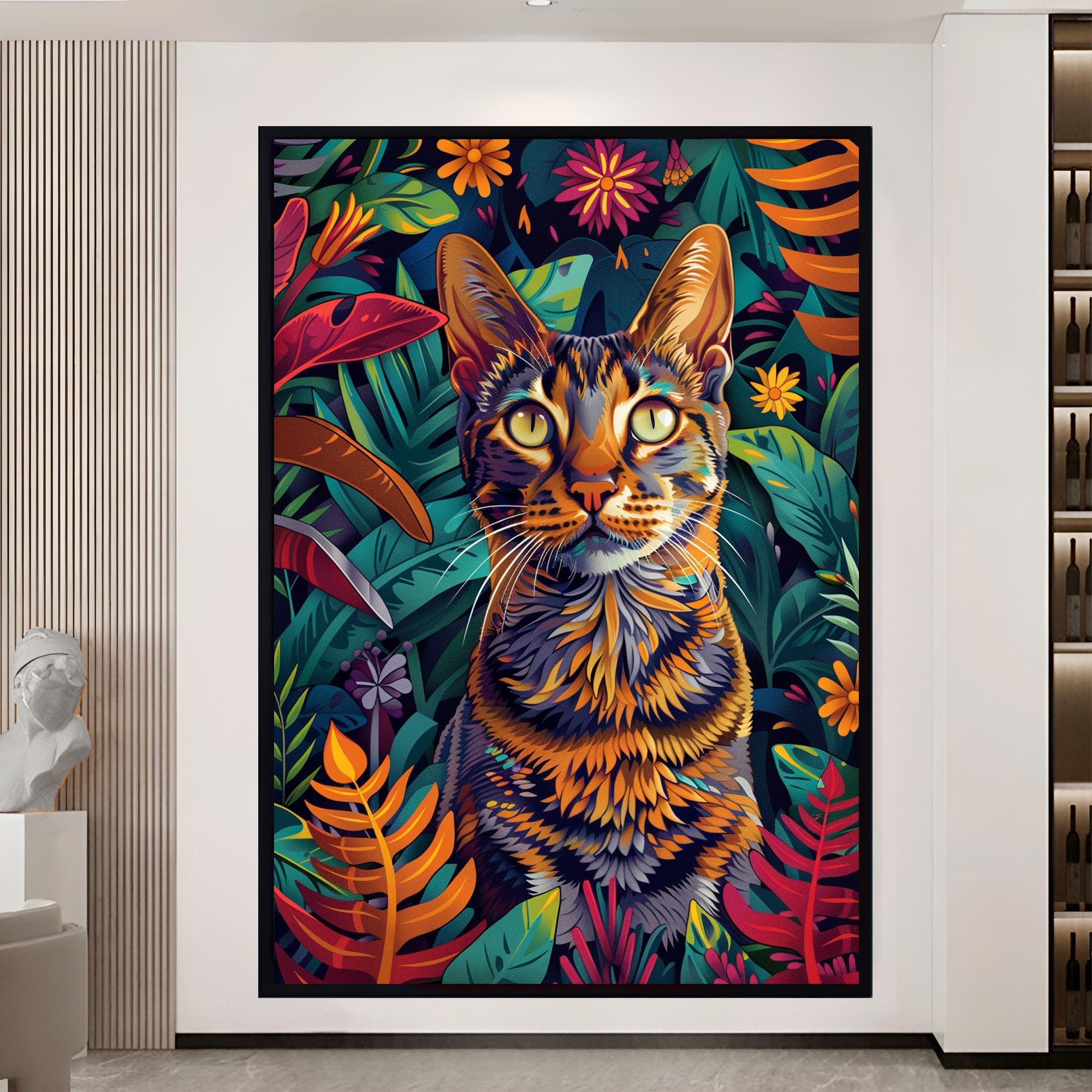 Cat Nursery Decor Cat Gift Cat Art Canvas Wall Art Funny Gifts Funny Animal Decor Nature Art Home Decor pet gifts Abstract animal decor