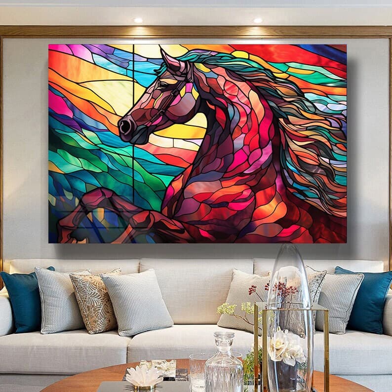 Stained Glass Art, Horse Wall Art, Animal Stained Wall Art, Stained Window Decor, Home Decor, Luxury Wall Art, Large Wall Art, Wall Hanging - image 5