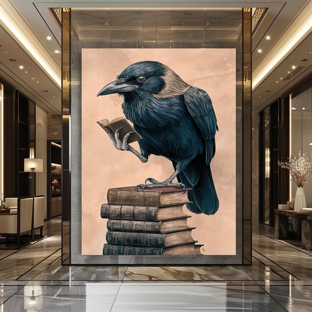 Wise Crow Painting, Educational Art, School Wall Decor, Dorm Decor, Gift for Teacher, Large Nursery Decor, Office Design, Gift for Boss - image 5