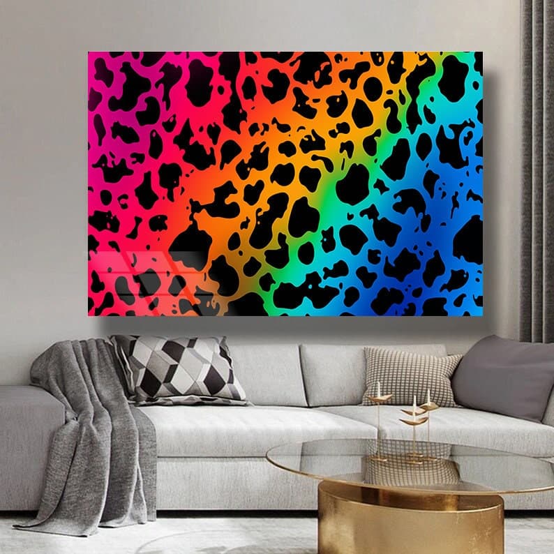 Abstract Glass Art Patterned wall decor Leopard Pattern Decoration, Art Glass, Large Wall Art, Art for livingroom, Luxury wall Art Home Art
