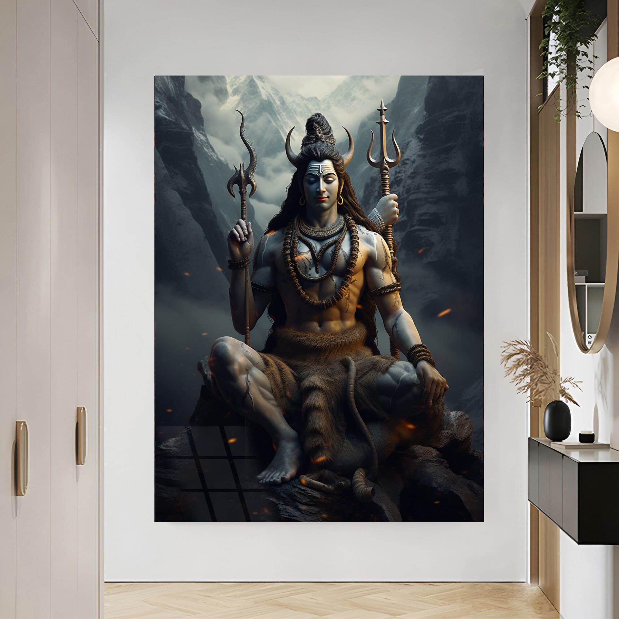 God Shiva Wall Art, Indian God Wall Art, Shiva Glass Print, Indian Gods Wall Decor, Home Decor, Wall Art Gift, Wall Art, Livingroom Wall Art - image 4
