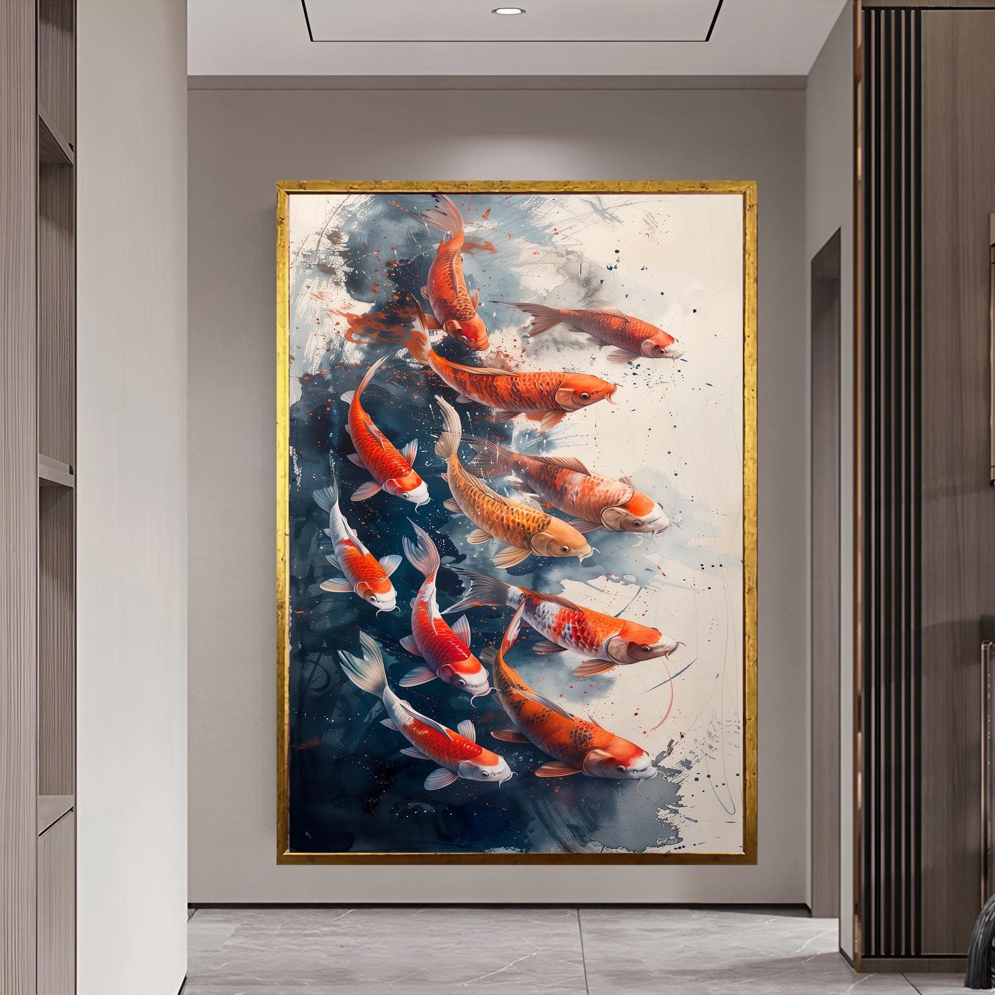 Koi Fish Painting, Aquarium Decor Framed Canvas Print, Japanese Fish Art, Modern Wall Decor, Unique WallDecor, Koi Fish , Wall Hanging - image 3