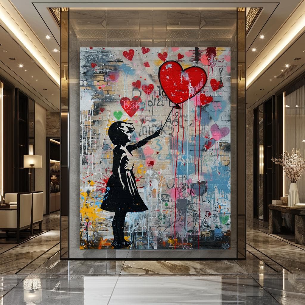 Girl with Balloon Graffiti Painting Modern Street Art Canvas Print Love Themed Wall Decor Gift Ideas Banksy Style Framed Art Home Decor - image 5