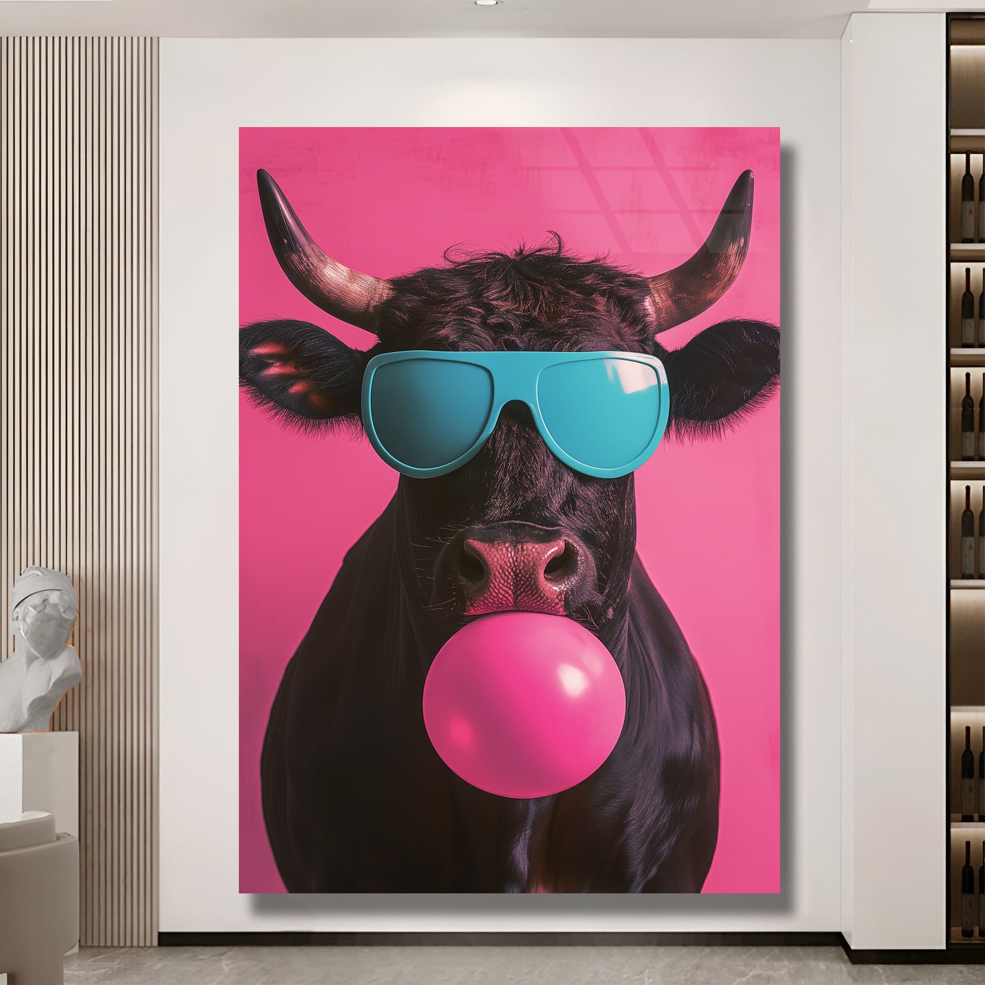 3D bull Glass Wall Art Glass bull wall decor modern bull glass wall art unique bull glass art luxury wall art nursery wall art home decor - image 5
