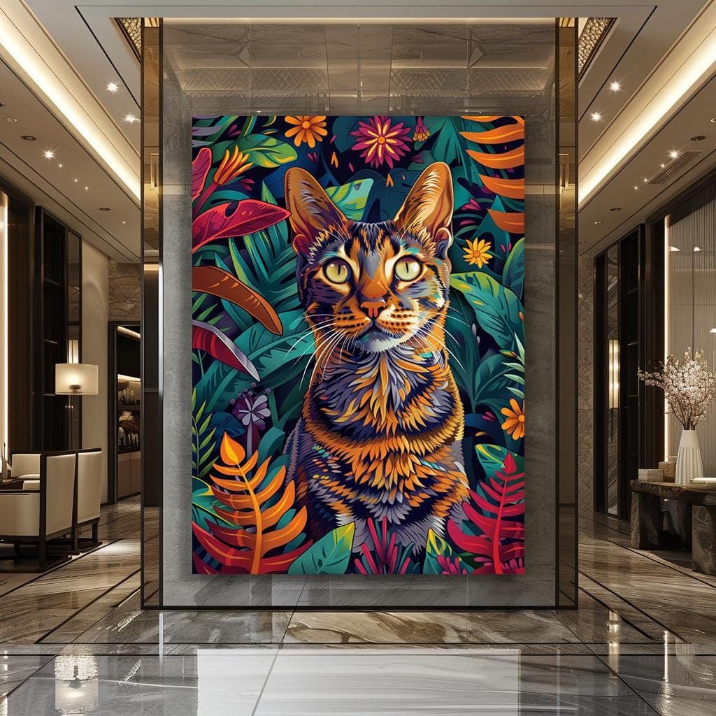 Cat Nursery Decor Cat Gift Cat Art Canvas Wall Art Funny Gifts Funny Animal Decor Nature Art Home Decor pet gifts Abstract animal decor - image 3