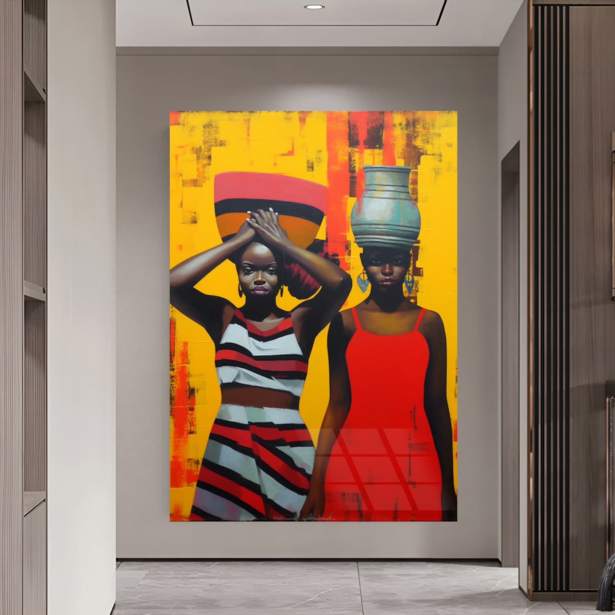 Tribal Wall Art, African Culture Glass Art, African Woman Art, Glass Art, Wall Hanging, Luxury Wall Art Gift For mom, Fashion Wall Decor Art