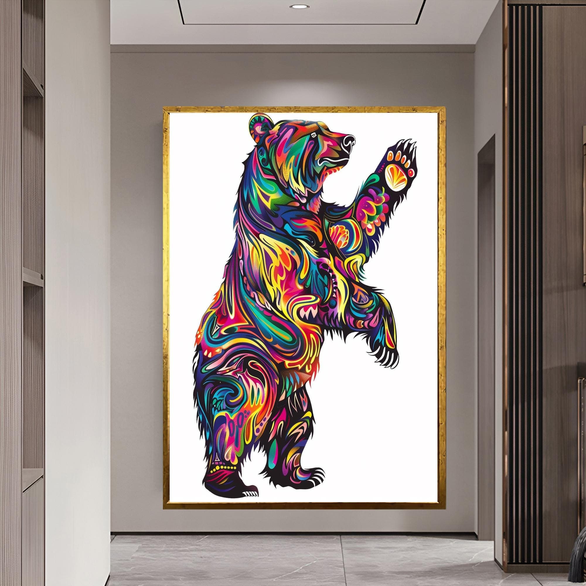 Bear Decor Animal Canvas Decor Abstract Animal Art Black Framed Decor Gift for Friend Garage Decor Farmhouse Gift Christmas Gift - image 3
