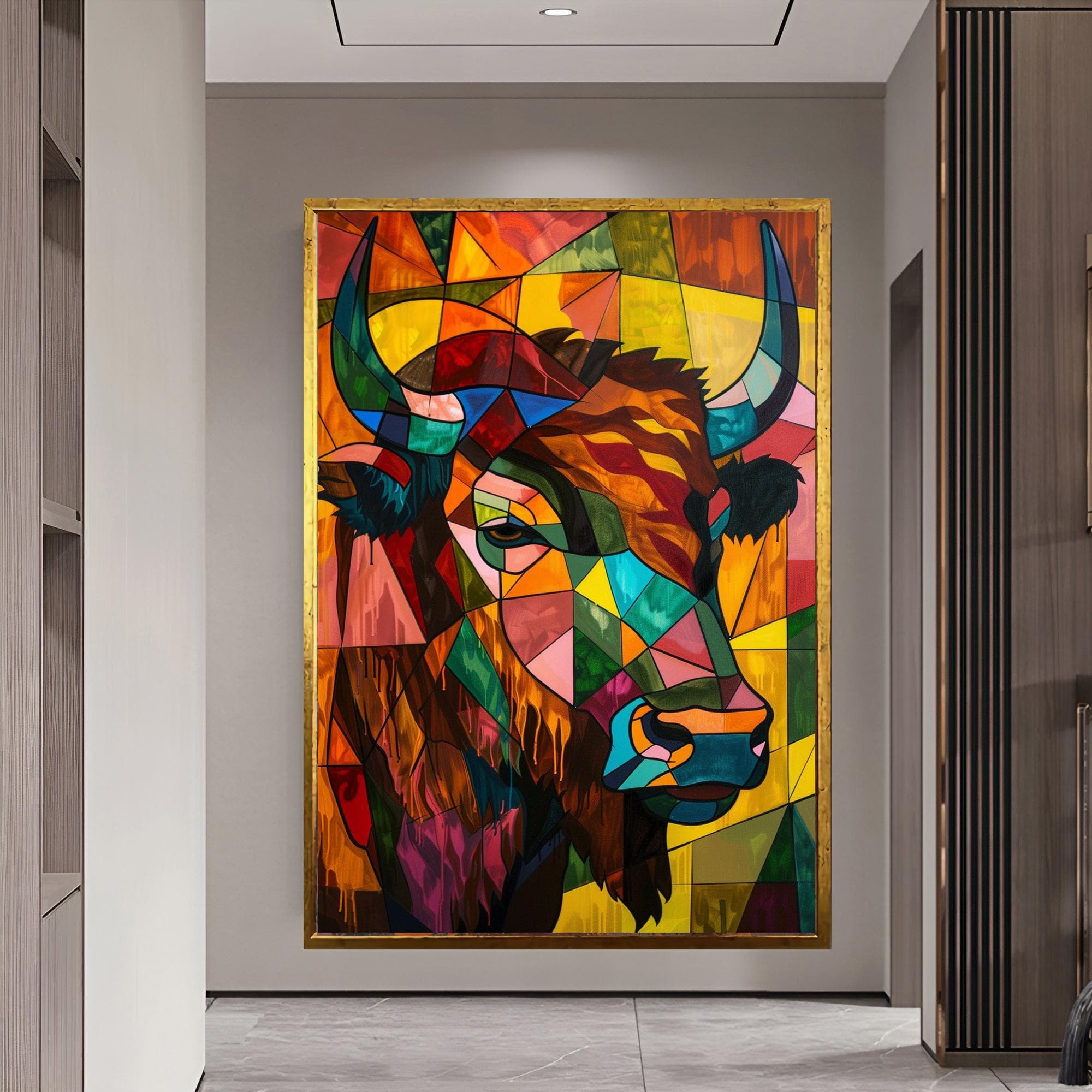 Bison Portrait Animal Nursery Abstract Animal Art Canvas Print Wall Hanging Canvas Frames Extra Large Wall Art Farmhouse Wall Decor Wall Art - image 3