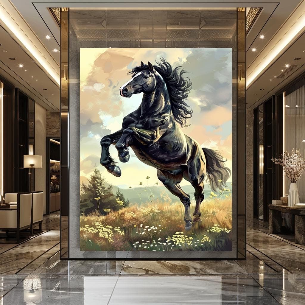 Black Horse Decor Horse Canvas Decor Horse Lover Gift Equestrian Art Extra Large Art Farmhouse Wall Art interior Decor Gift idea Home decor - image 4