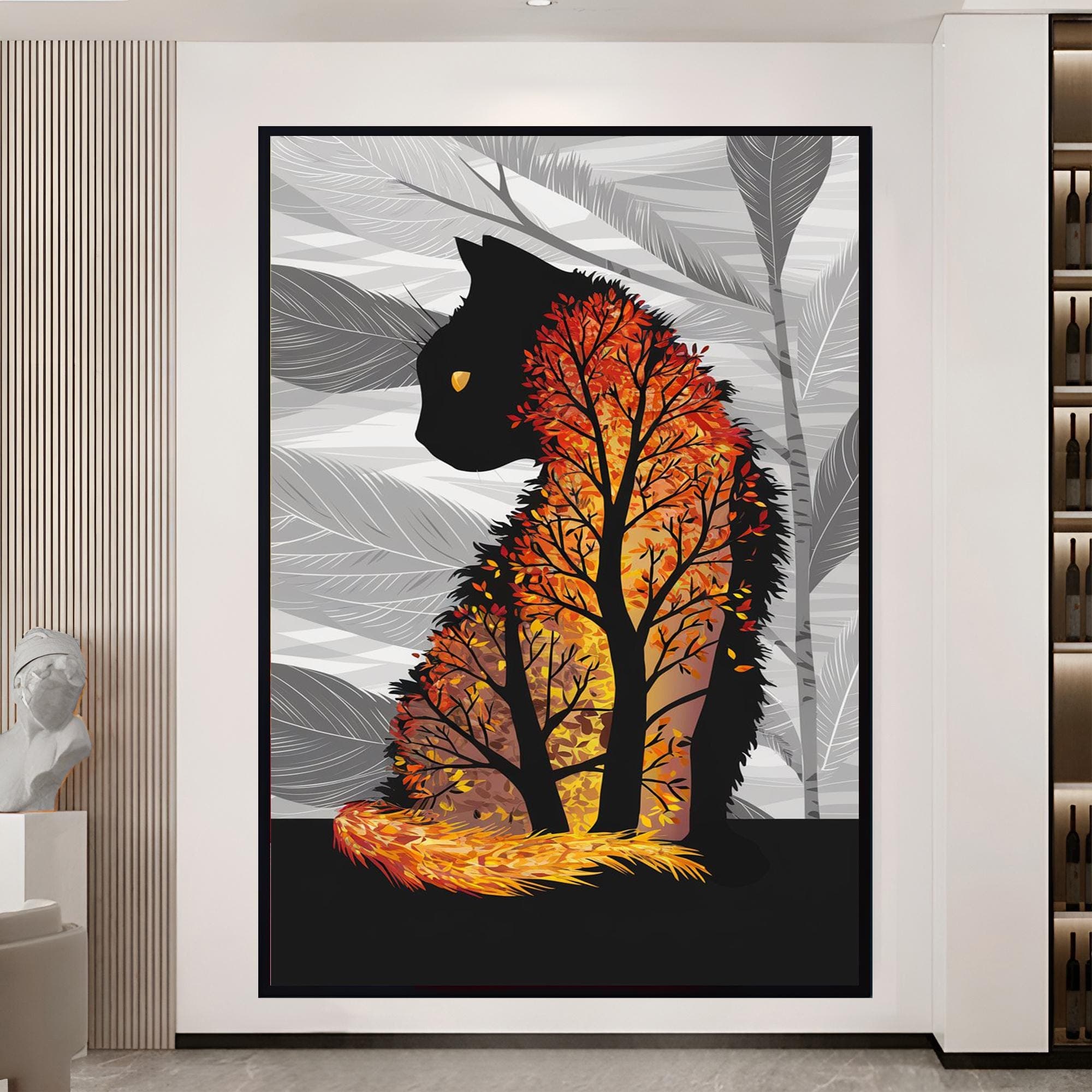 Cat Decor Framed Wall Art Nature Themed Art Pet Gift Gift for Cat Mom Nursery Wall Art Cat Lover Gift Large Cat Wall Art Birthday Gift - image 4