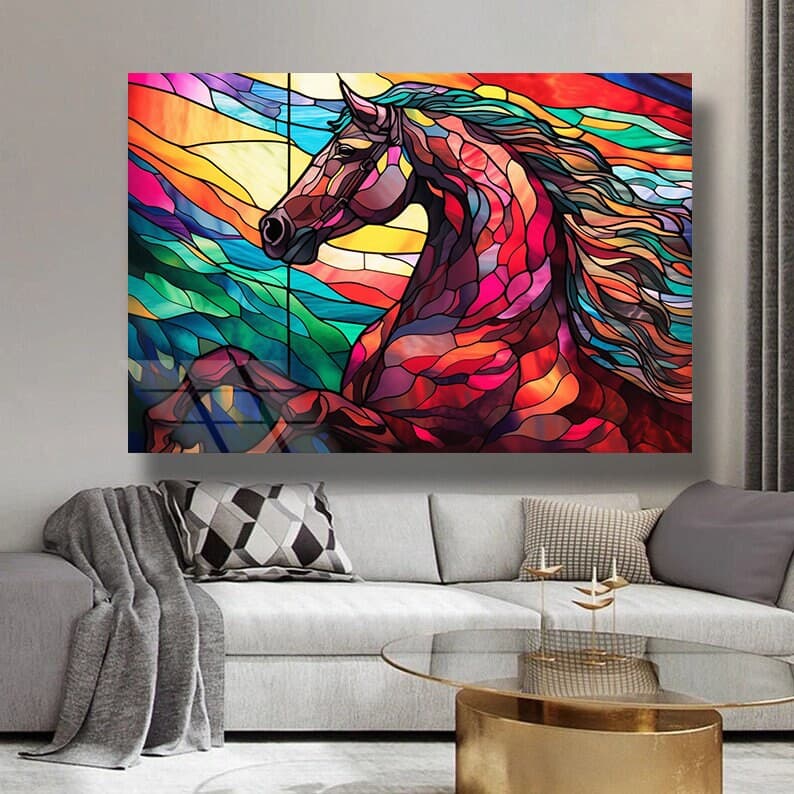 Stained Glass Art, Horse Wall Art, Animal Stained Wall Art, Stained Window Decor, Home Decor, Luxury Wall Art, Large Wall Art, Wall Hanging - image 4