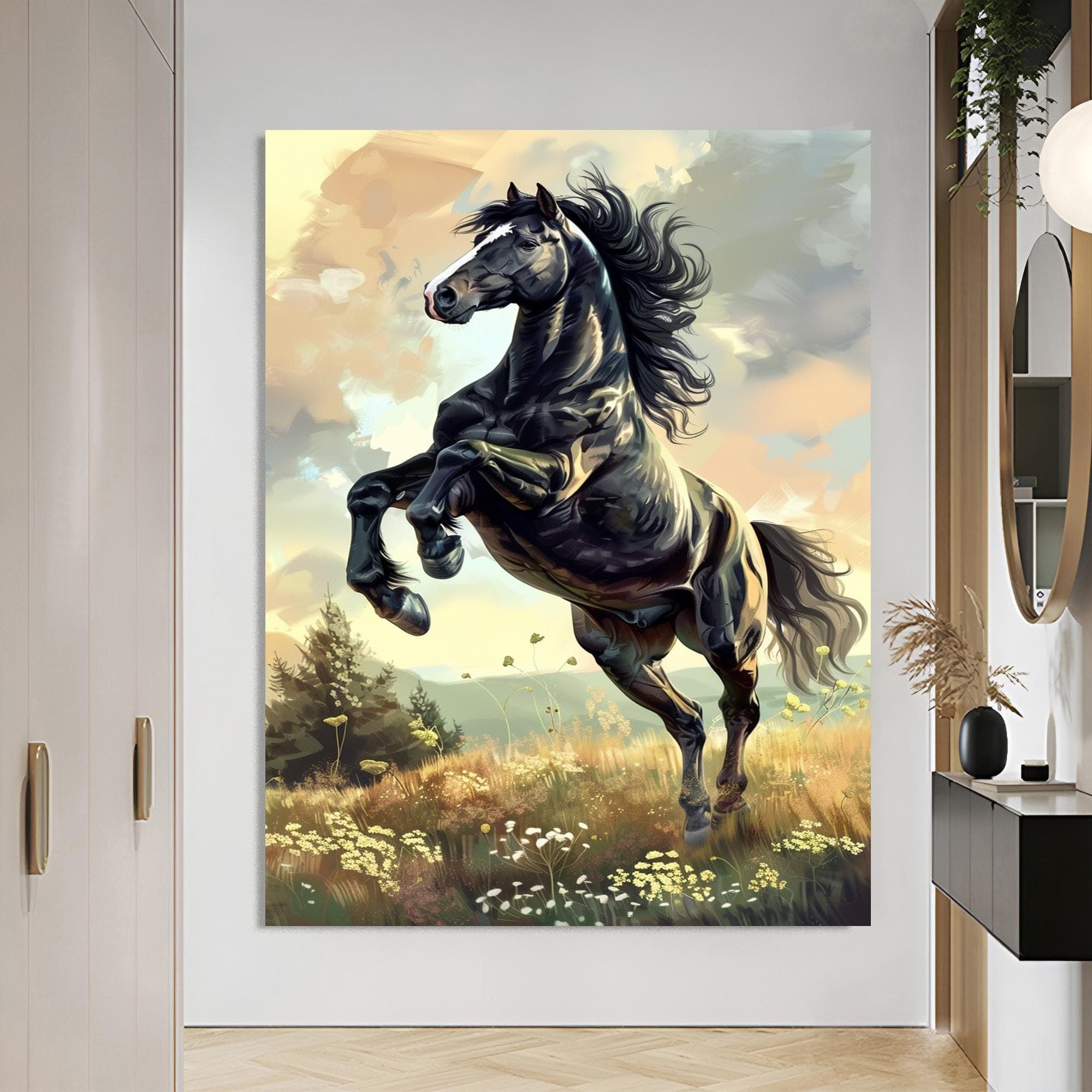 Black Horse Decor Horse Canvas Decor Horse Lover Gift Equestrian Art Extra Large Art Farmhouse Wall Art interior Decor Gift idea Home decor - image 5