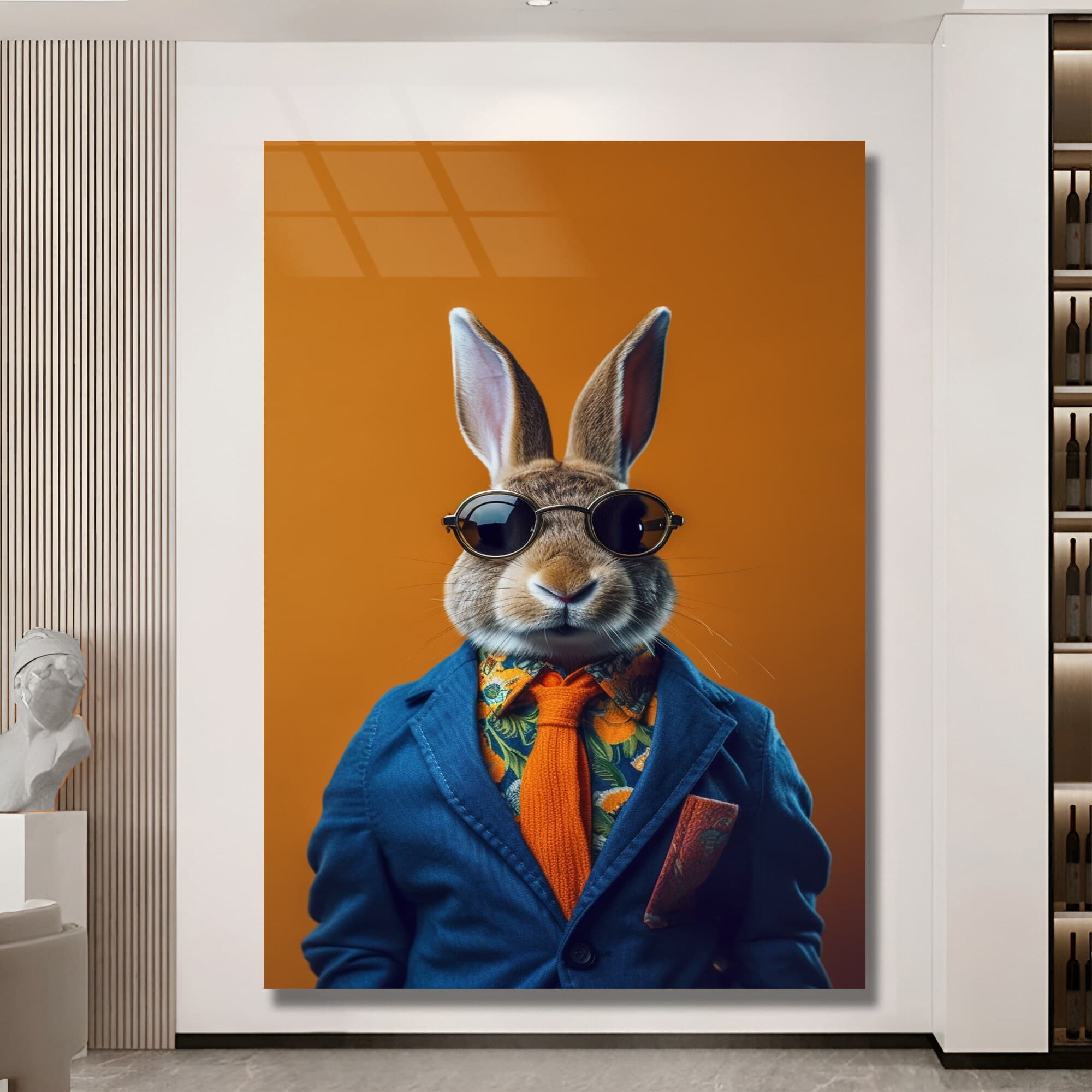 Handsome Rabbit Art, Rabbit Glass Art, Animal Glass Art, Garden Glass Art, Nursery Wall Art, Cute Wall Art, Wall Art Gifts, Christmas Gift - image 4