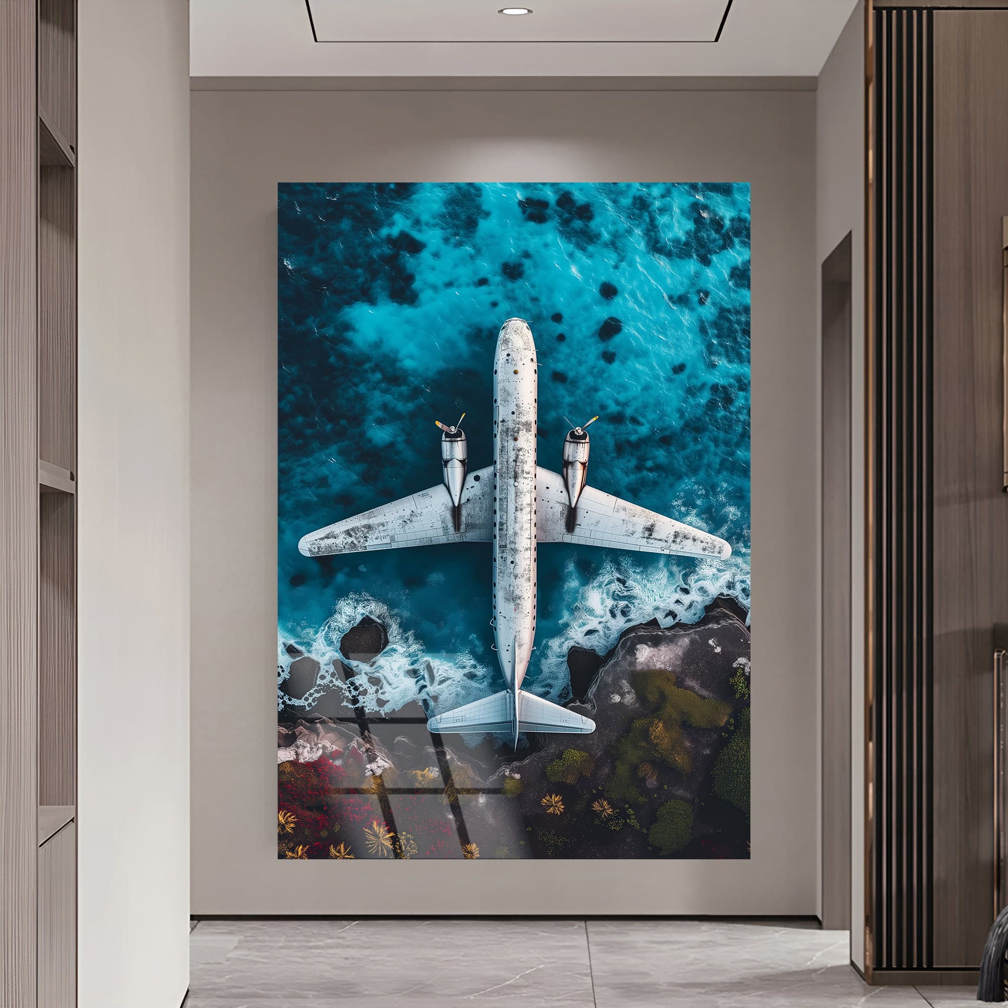 Tempered glass Wall Art Airplane Wall Art Landscape Decor Beach Wall Decor Modern Glass Art Large wall decor Wall Hangings glass wall art - image 4