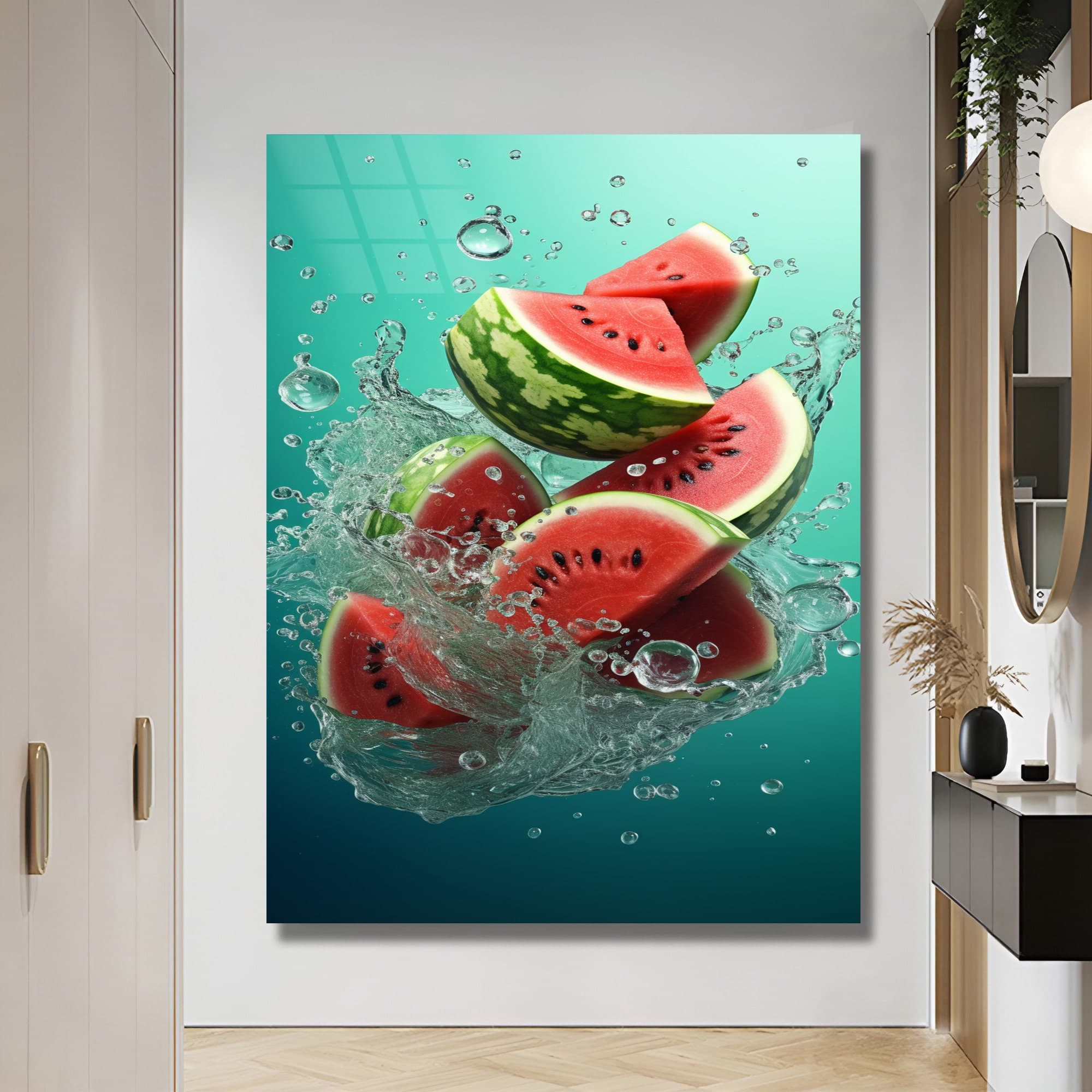 Natural Wall Art, Fruit Wall Art, Watermelon Wall Decor, Kitchen Glass Art, Fresh Fruit Art, Wall Art Gift, Housewarming Gift, Glass Art Art