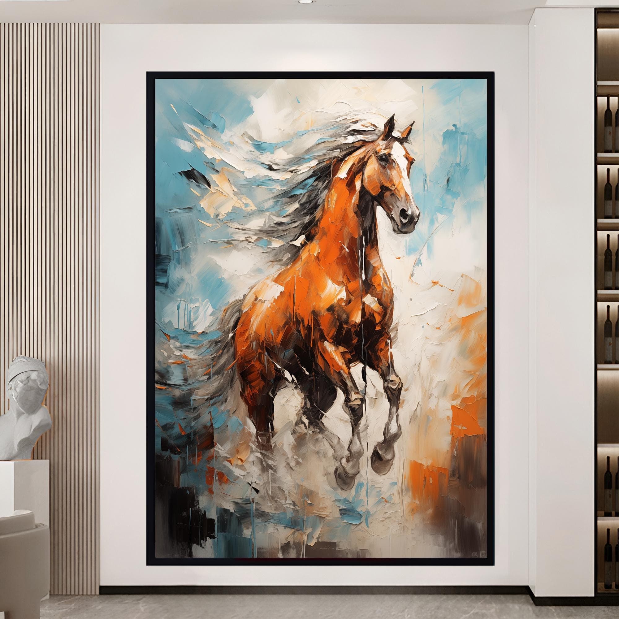 Horse Painting Running Horse Art Horse Gift İdea Large Horse Decor Modern Home Decor Office Design Animal Art Decor Farmhouse Wall Art - image 4