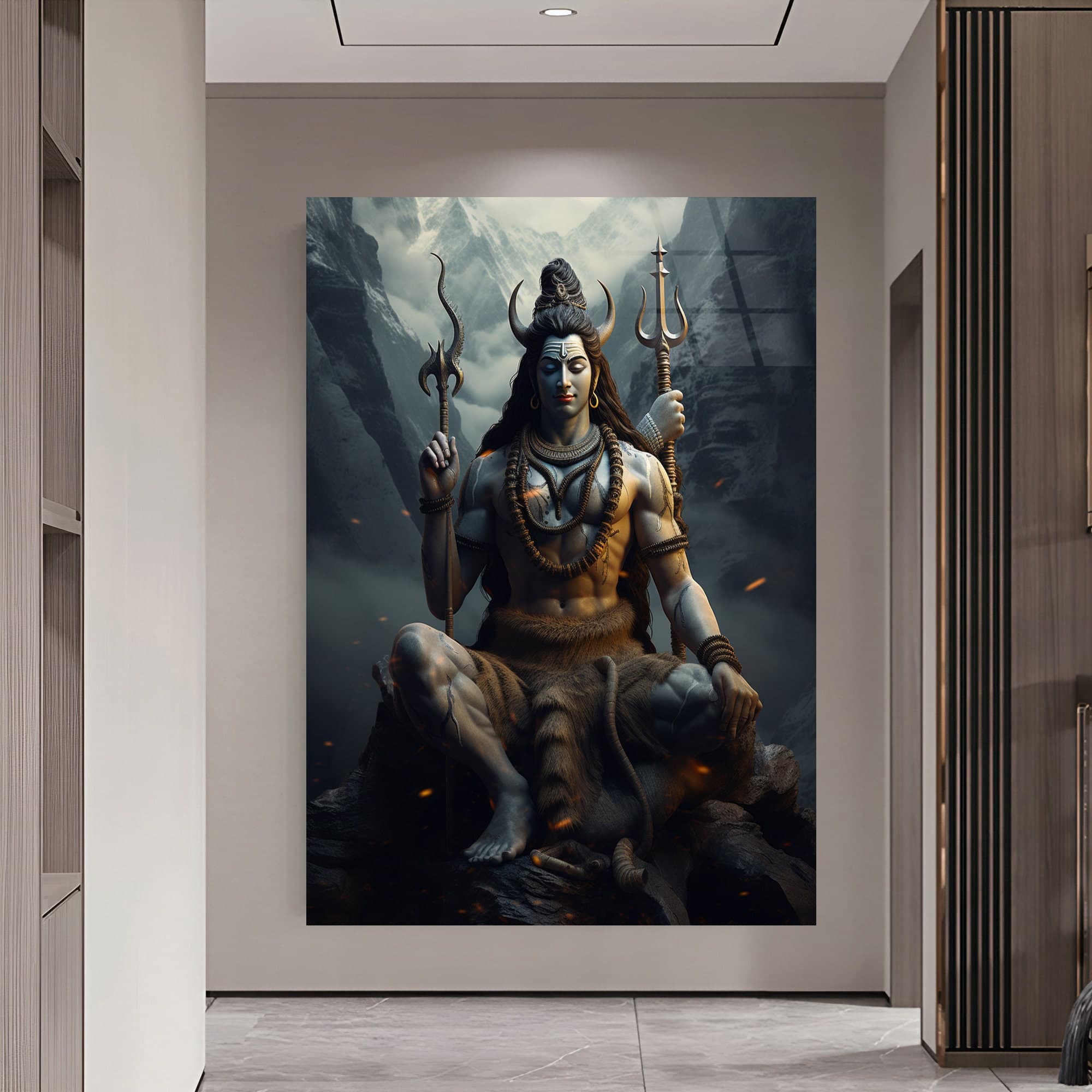 God Shiva Wall Art, Indian God Wall Art, Shiva Glass Print, Indian Gods Wall Decor, Home Decor, Wall Art Gift, Wall Art, Livingroom Wall Art