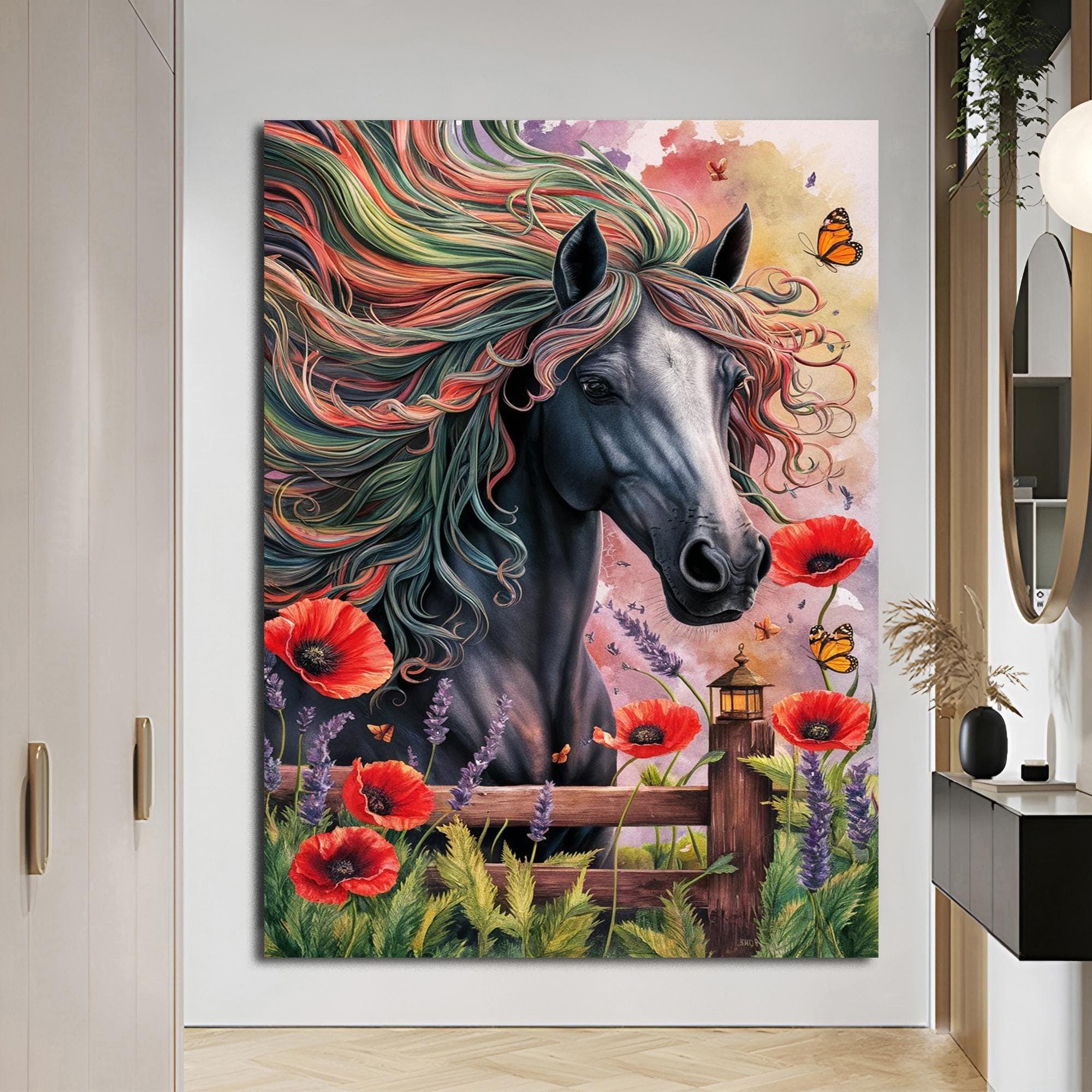 Horse Head Wall Art, Canvas Print, Horse Prints, Photo Canvas, Horse Gifts, Modern Wall Art, Wall Print, Boho Over Bedding Decor Horse Art - image 5