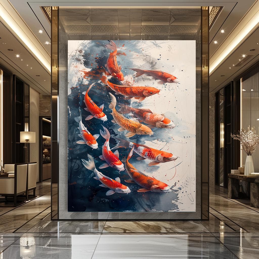 Koi Fish Painting, Aquarium Decor Framed Canvas Print, Japanese Fish Art, Modern Wall Decor, Unique WallDecor, Koi Fish , Wall Hanging - image 4